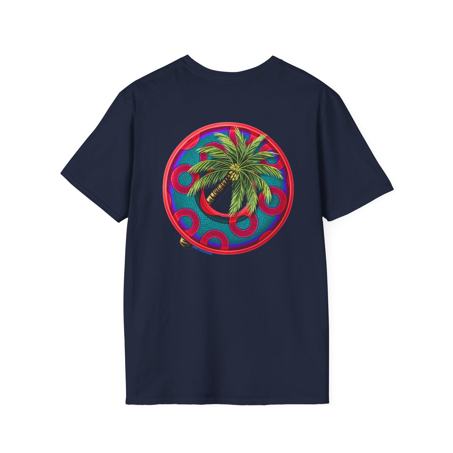 Classic Donut Tee - Unisex Soft-Style - "Jost Phishing" -blue/red rustic paradox donut