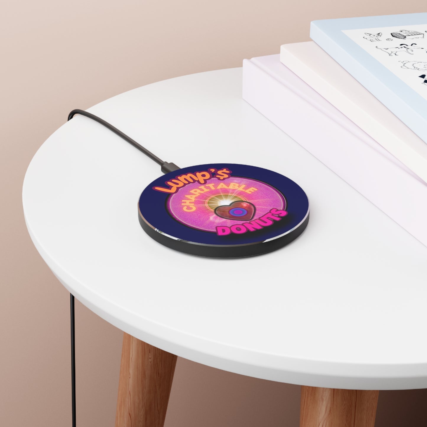 The Flow - Wireless Lumpy Donut Chargers - "Lump's Official Charitable Donut" - vivid magenta donut - [*charitable donut]