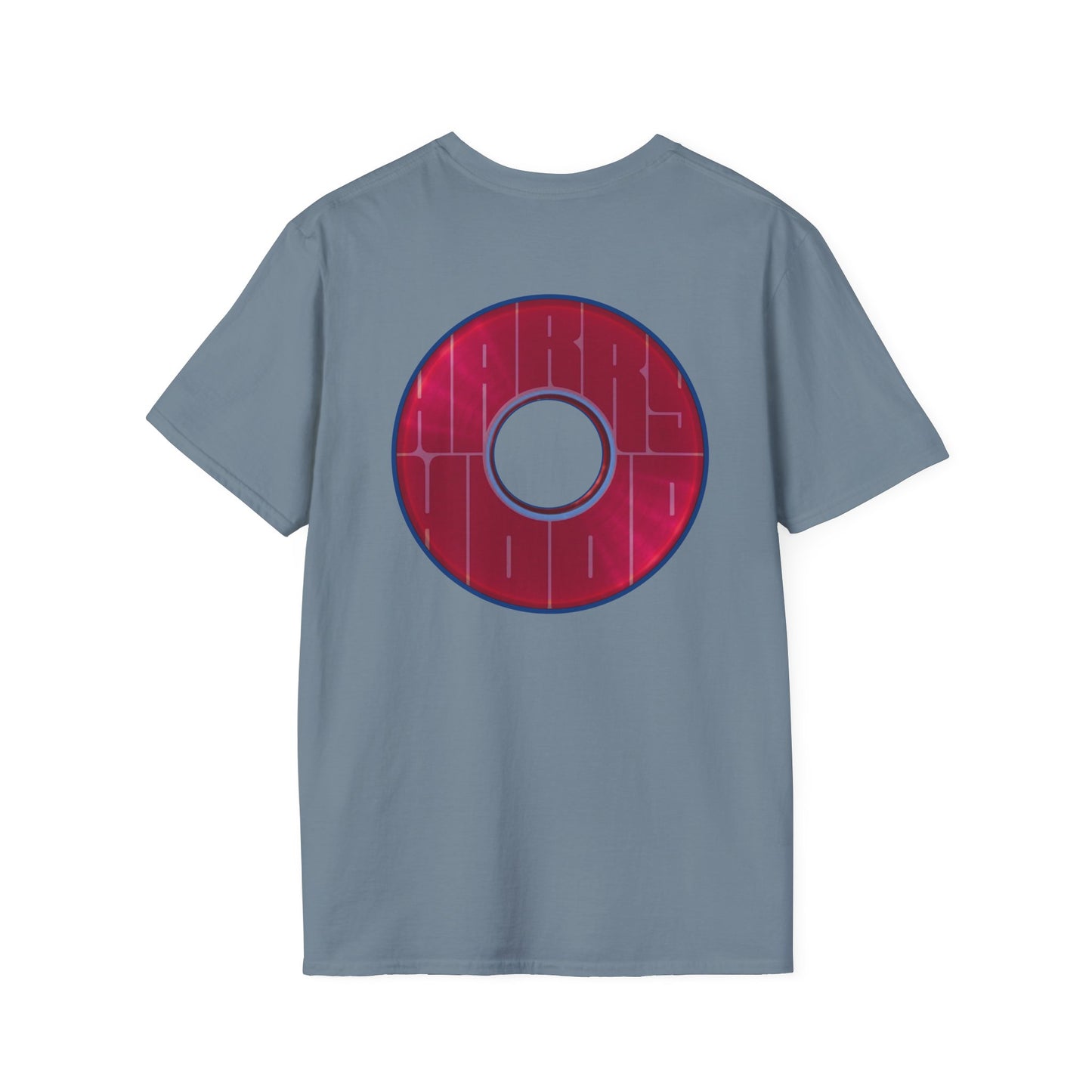 Classic Donut Tee - Unisex Soft-Style - "Harry Left His Donut Shirt" - series 1.0  - variant 1 - red/magenta donut - w/hole