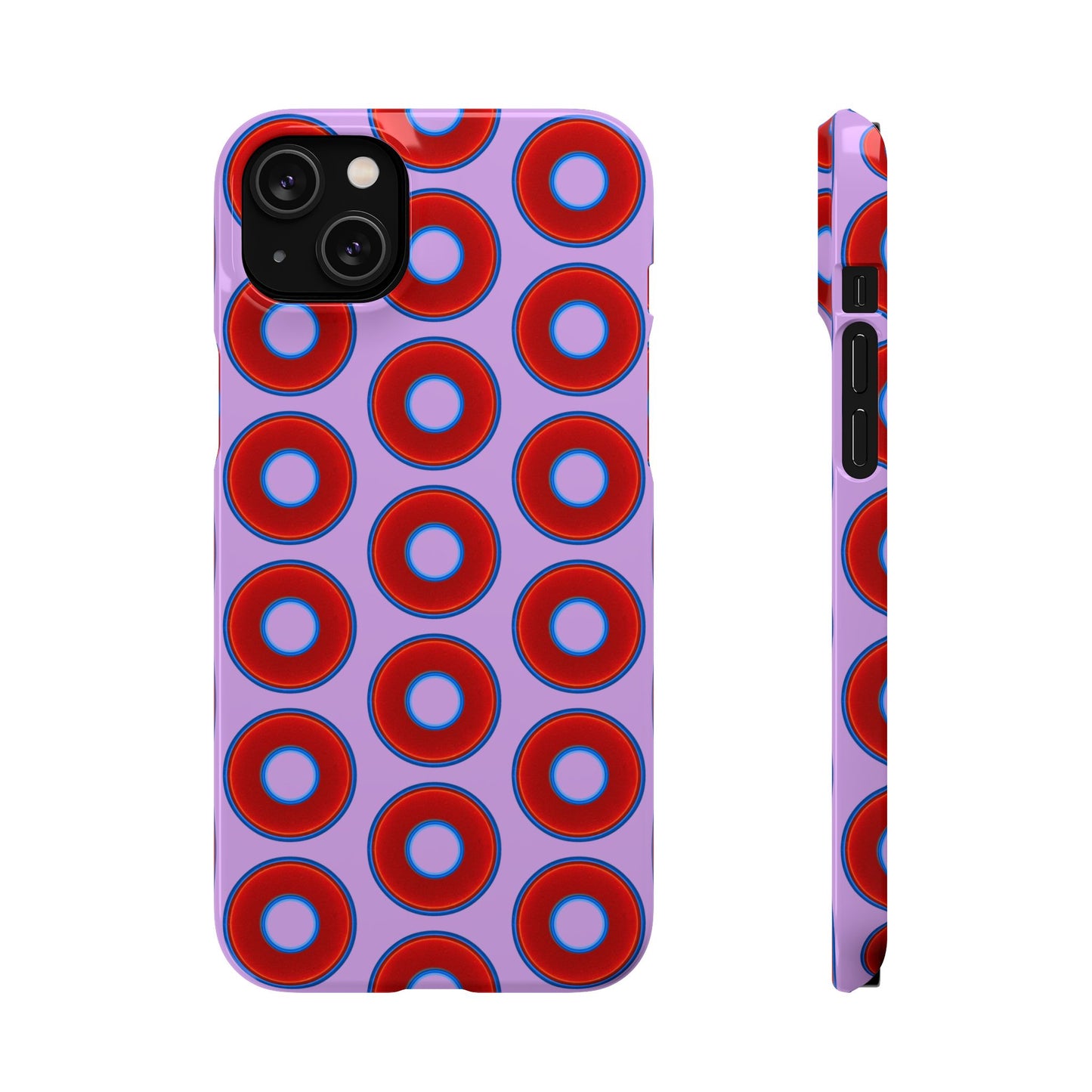 Lumpy Donut Snap Case - red vivid donut print w/wisteria purple background