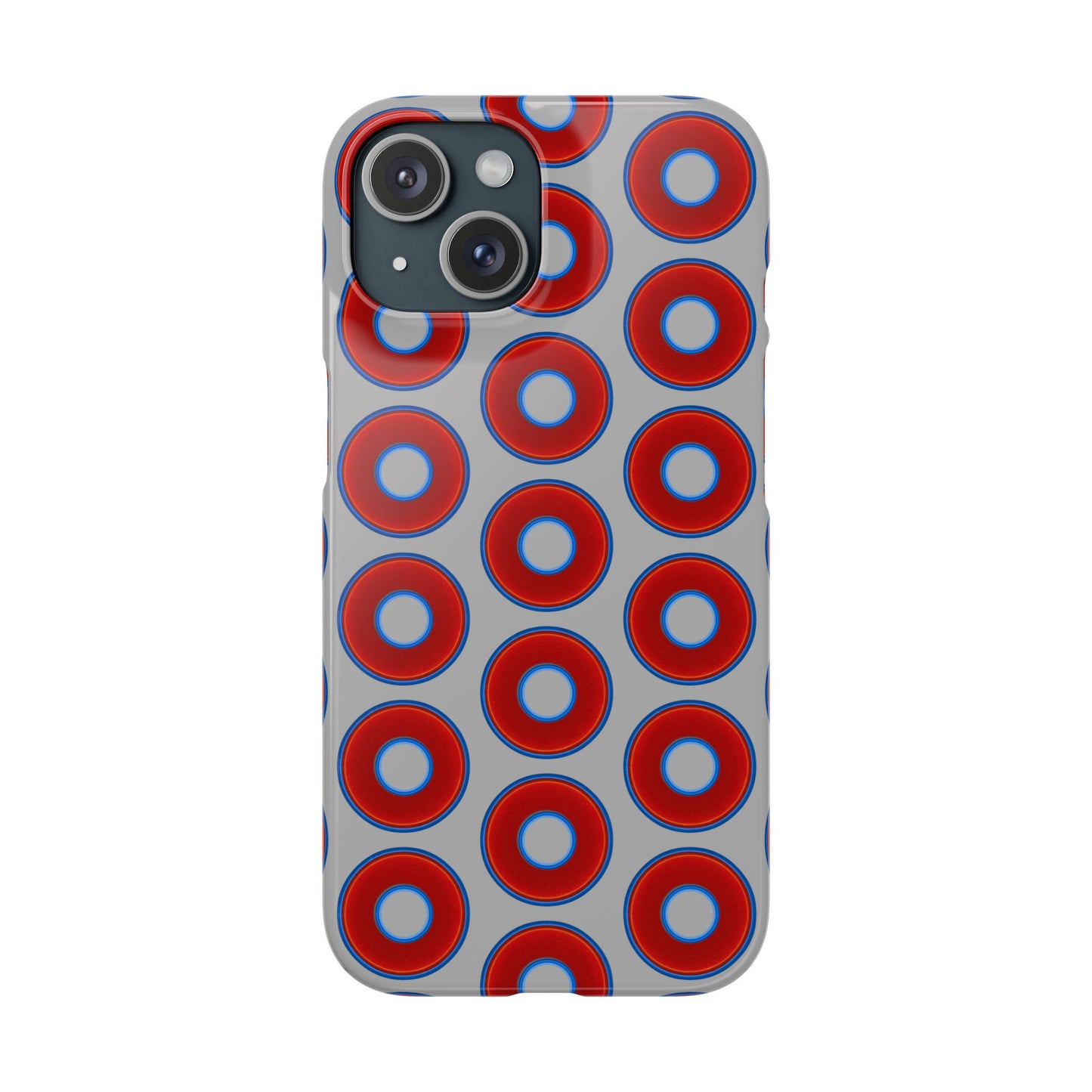 Lumpy Donut Snap Case - red vivid donut print w/light gray background