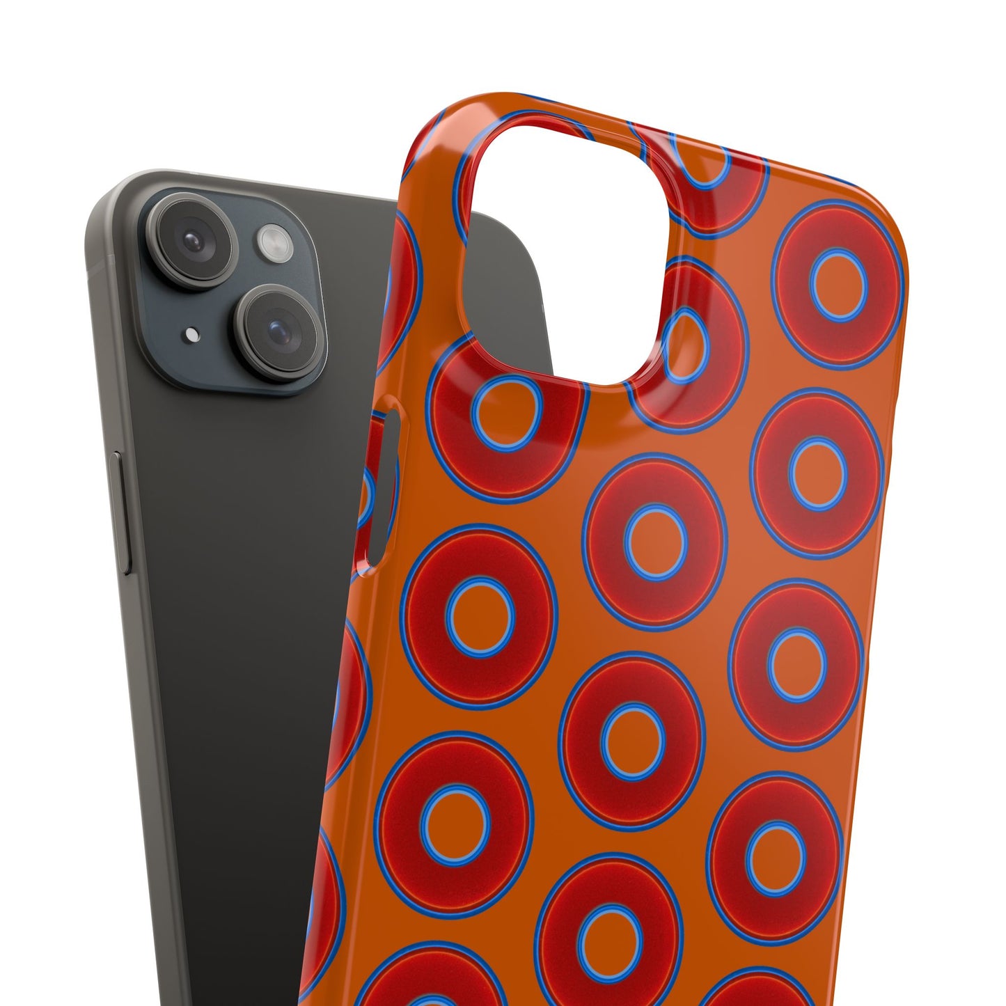 Lumpy Donut Snap Case - red vivid donut print w/dark orange background