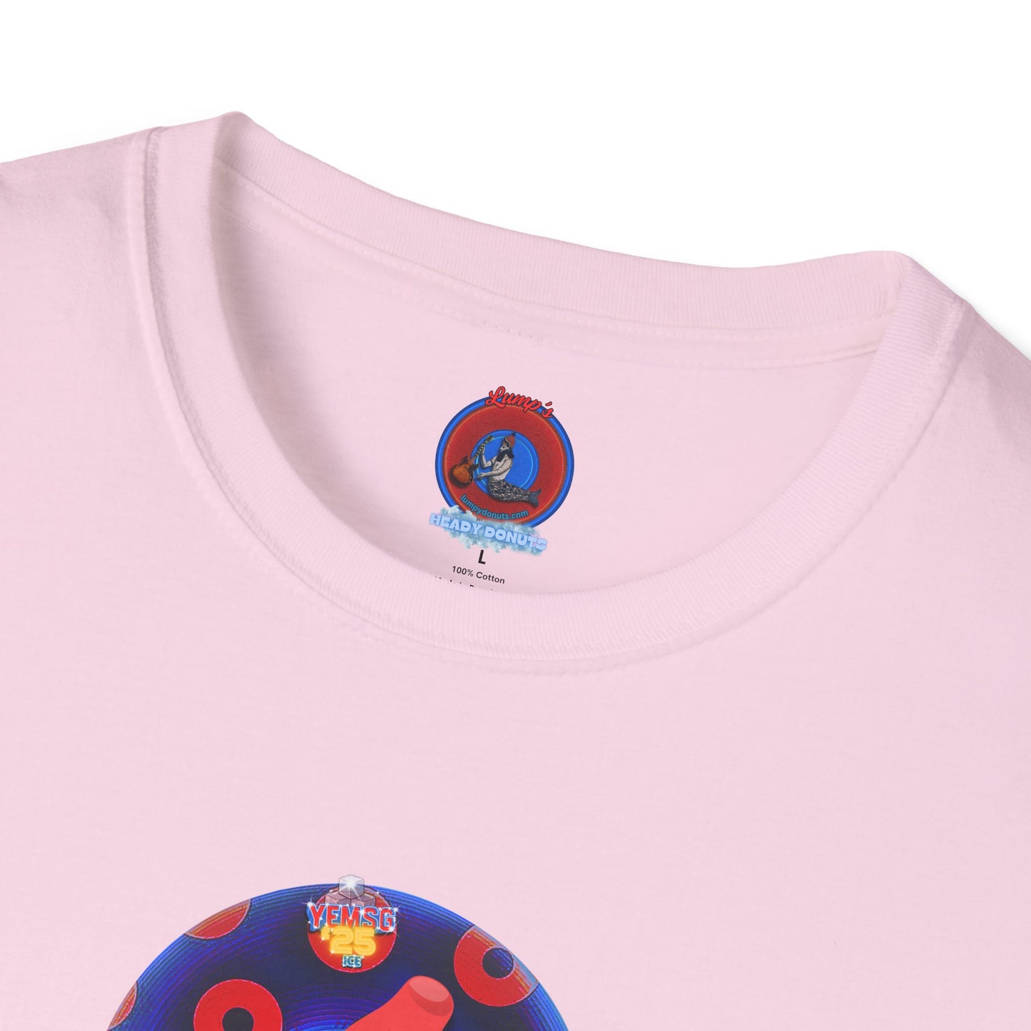 Classic Donut Tee - Unisex Soft-Style - "Blow this Popsicle Stand" - blue/red paradox bomb pop donut - variant 3