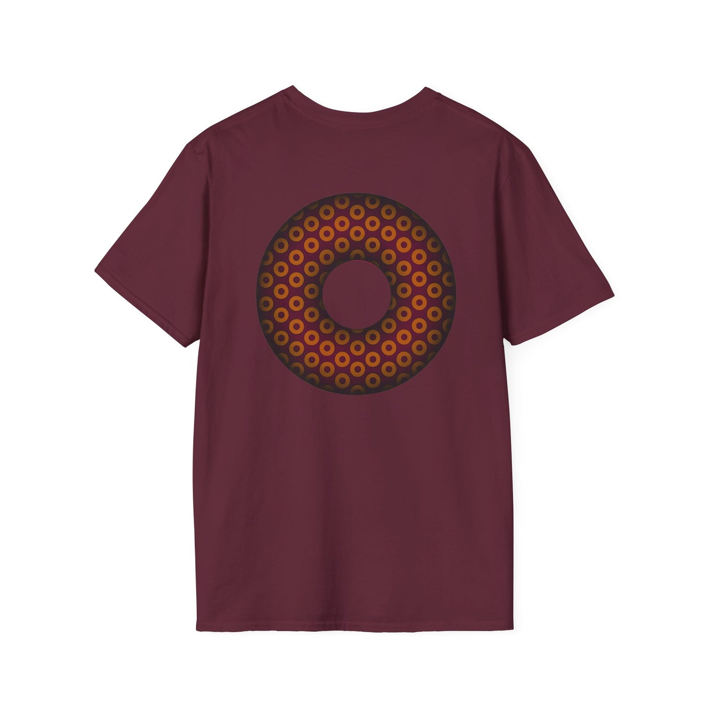 Plain Donuts/Unisex Soft-Style - "Plain Paradoxical Grided Donuts" - orange/burgundy donuts