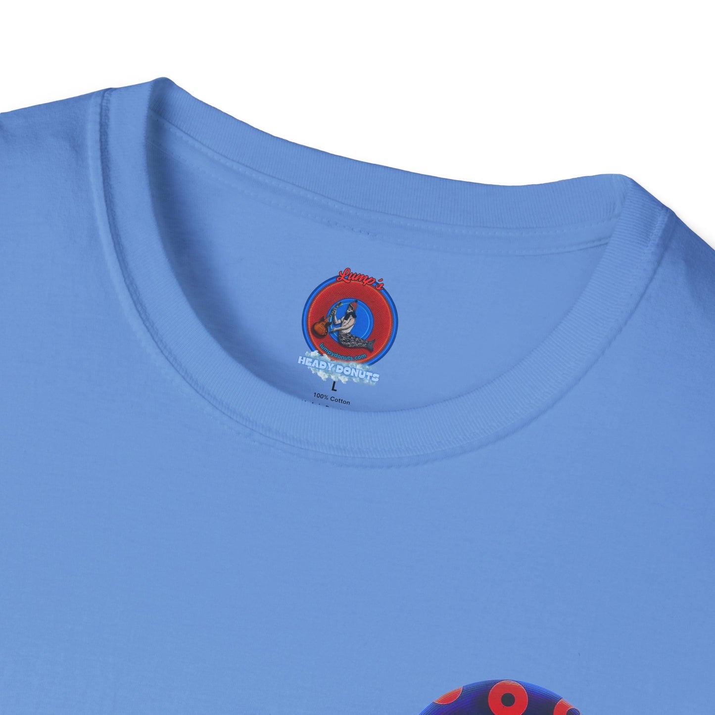 Classic Donut Tee - Unisex Soft-Style - "Blow this Popsicle Stand" - blue/red paradox bomb pop donut - variant 1