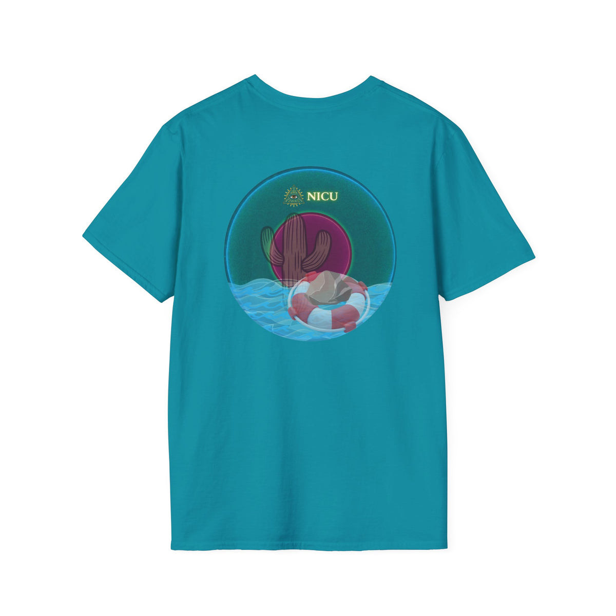 Classic Donut Tee - Unisex Soft-Style - "Masonic Donut of Rites" - series 1.0  - vivid dark teal donut