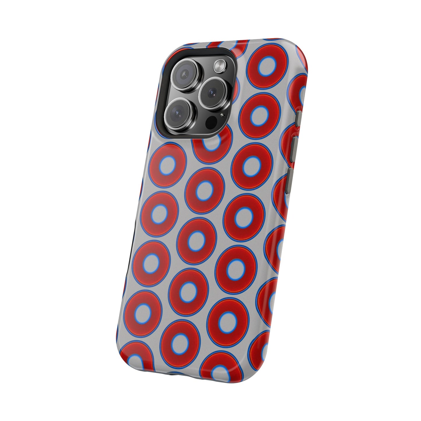 Magnetic Tough Donut Case - red vivid donut print w/light gray background