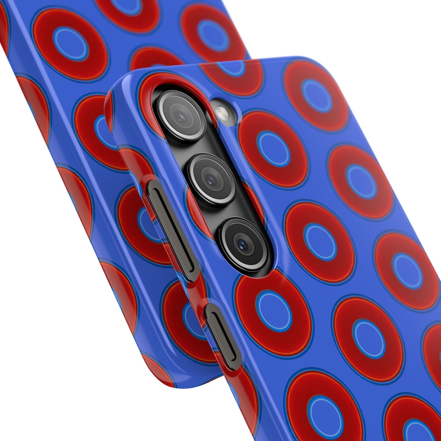 Lumpy Donut Snap Case - red vivid donut print w/royal blue background
