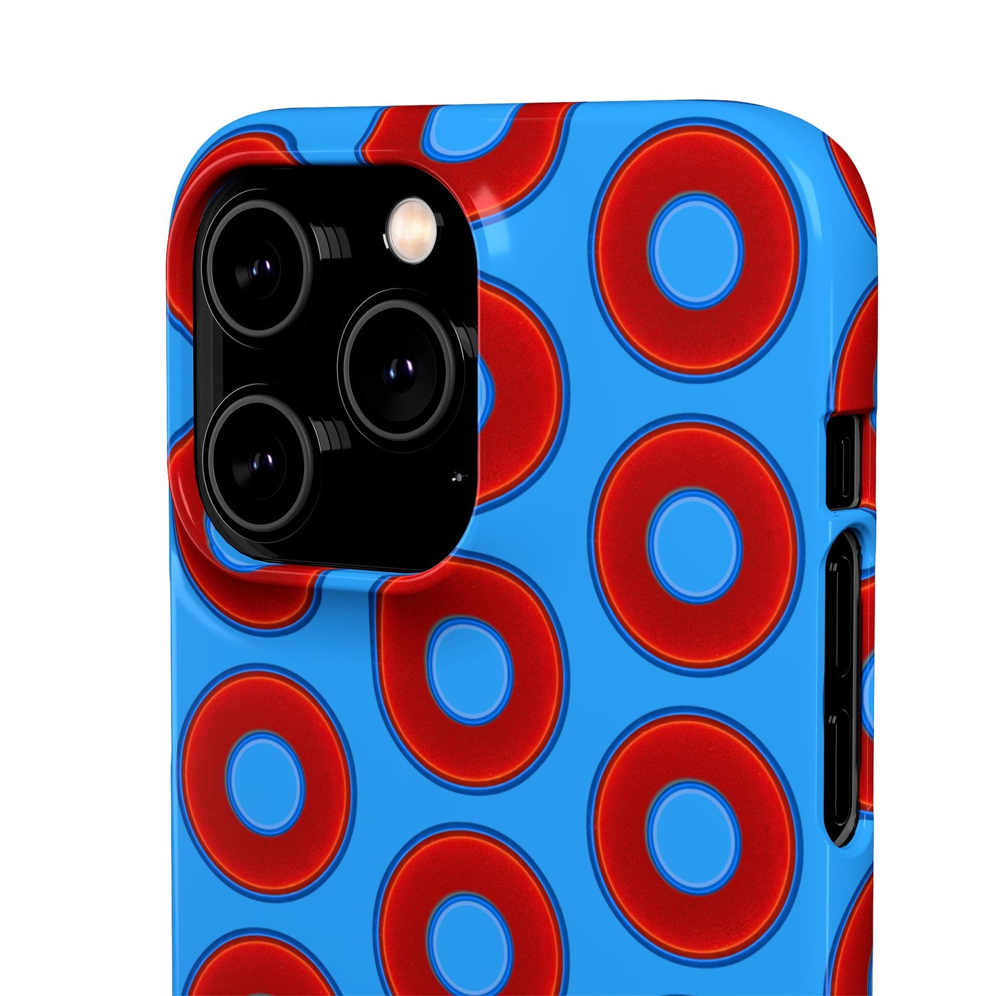 Lumpy Donut Snap Case - red vivid donut print w/sky royal blue background