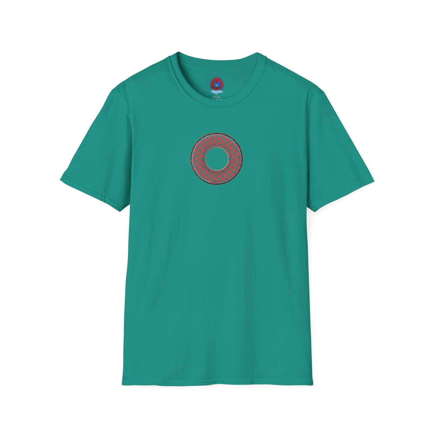 Plain Donuts/Unisex Soft-Style - "Plain Electric Paradoxical Donuts" - dark teal/red donuts