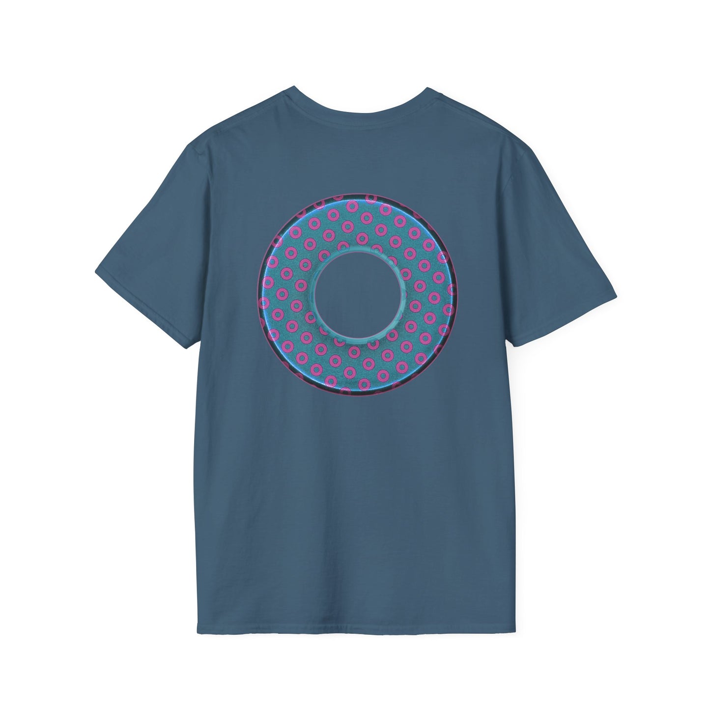 Plain Donuts/Unisex Soft-Style - "Plain Electric Paradoxical Donuts" - light blue/magenta donuts