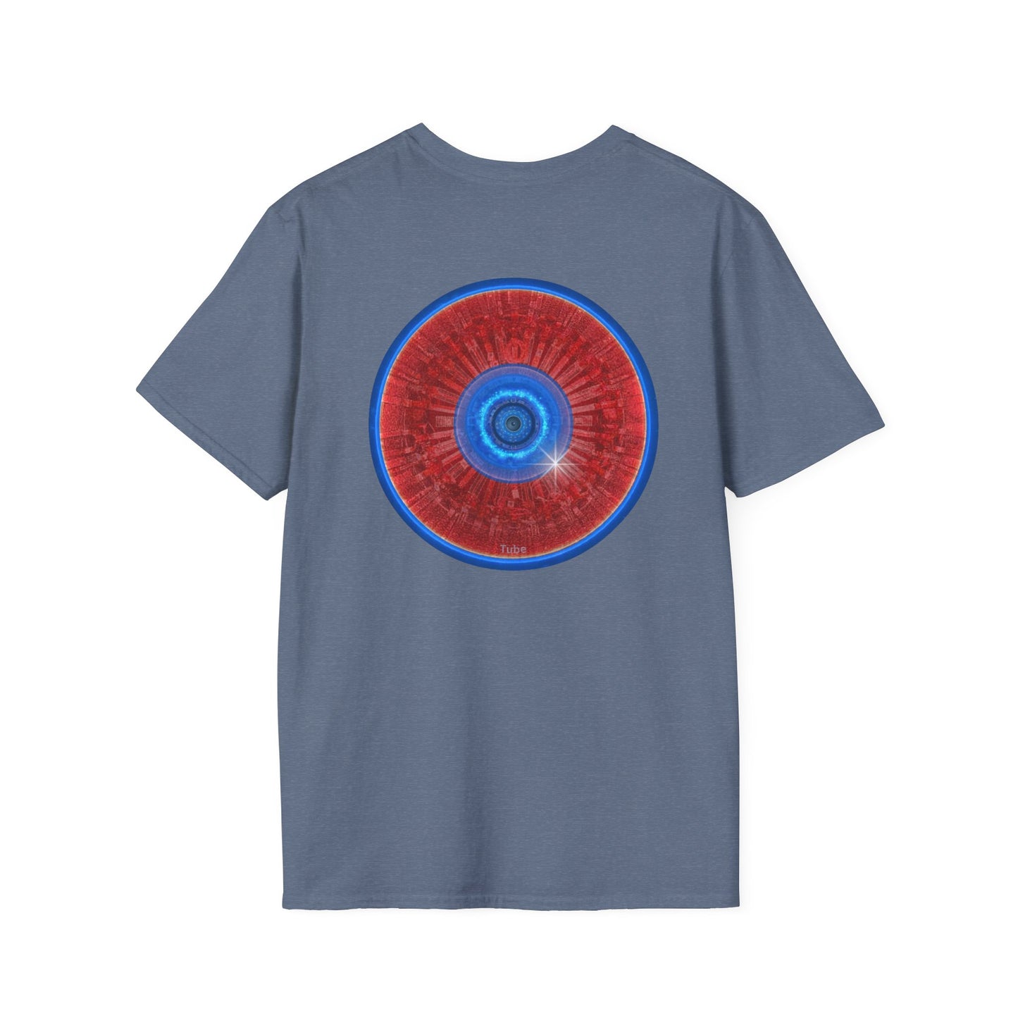 Classic Donut Tee - Unisex Soft-Style - "Graphic Translation Tee Shirt" - vivid red/blue tube donut - variant 1