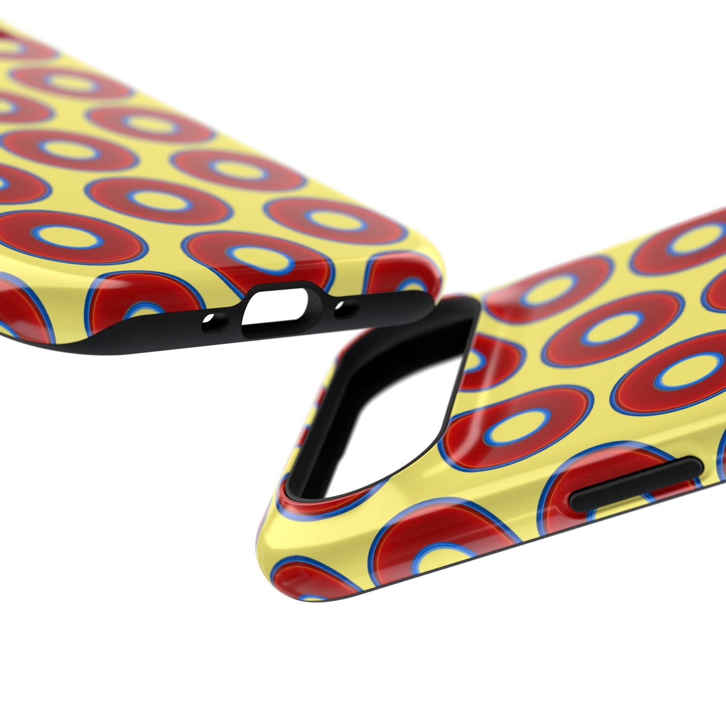 Impact-Resistant Lumpy Donut Case - red vivid donut print w/yellow background