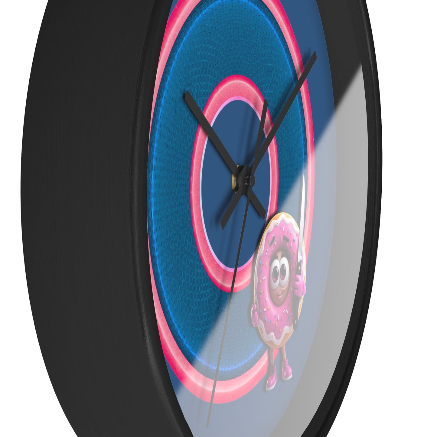 Lumpy Wall Clock - "My Phriend the Donut" - variant 2 - rustic blue donut w/light navy blue background