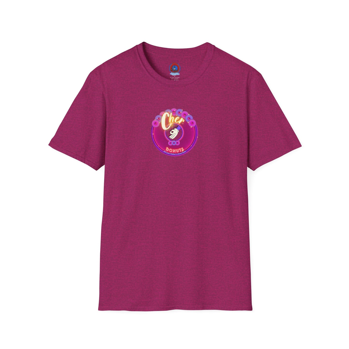 Classic Donut Tee - Unisex Soft-Style - "Chering is Caring Donut' - vivid magenta/purple donut