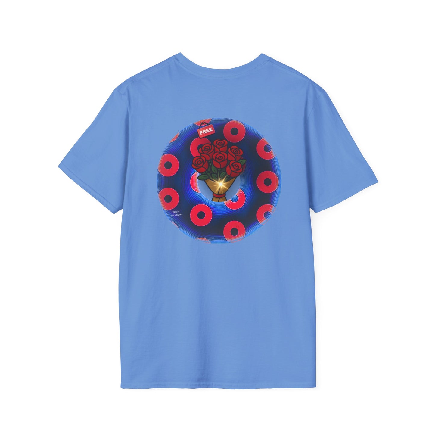 Classic Donut Tee - Unisex Soft-Style - "Donuts of Phreedom" - red/blue paradoxical blimpy donut