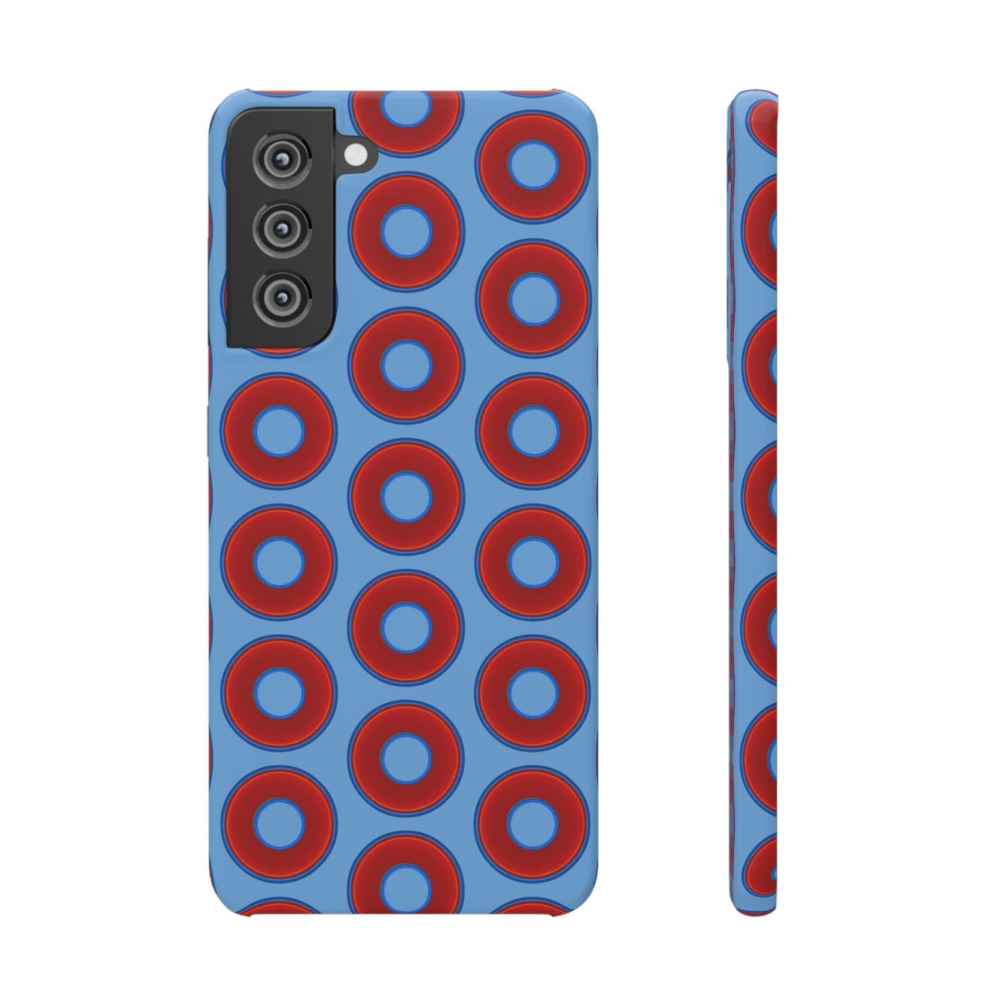 Lumpy Donut Snap Case - red vivid donut print w/light blue background