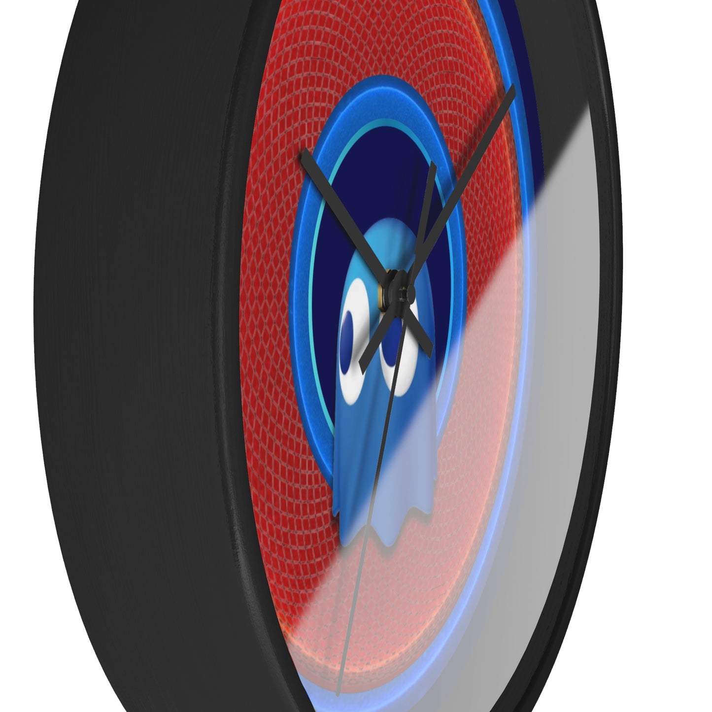 Lumpy Wall Clock - "Story of the Donut Clock" - variant 1 - rustic red donut w/navy background