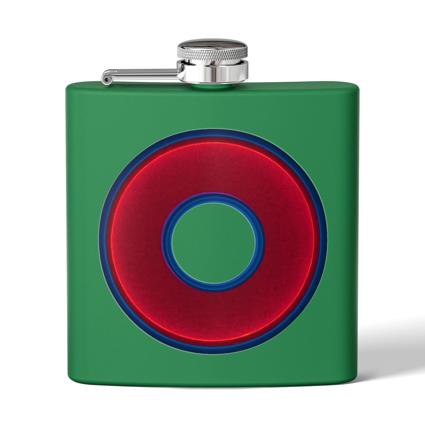 Lump's Donut Flask 6 oz - Vivid red/dark blue donut - [*w/your choice of 8 backgrounds]