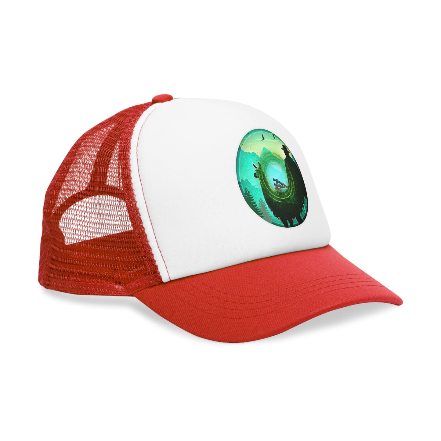 Lumpy Trucker Hat - "The Taboo(t) Donut" - teal green donut