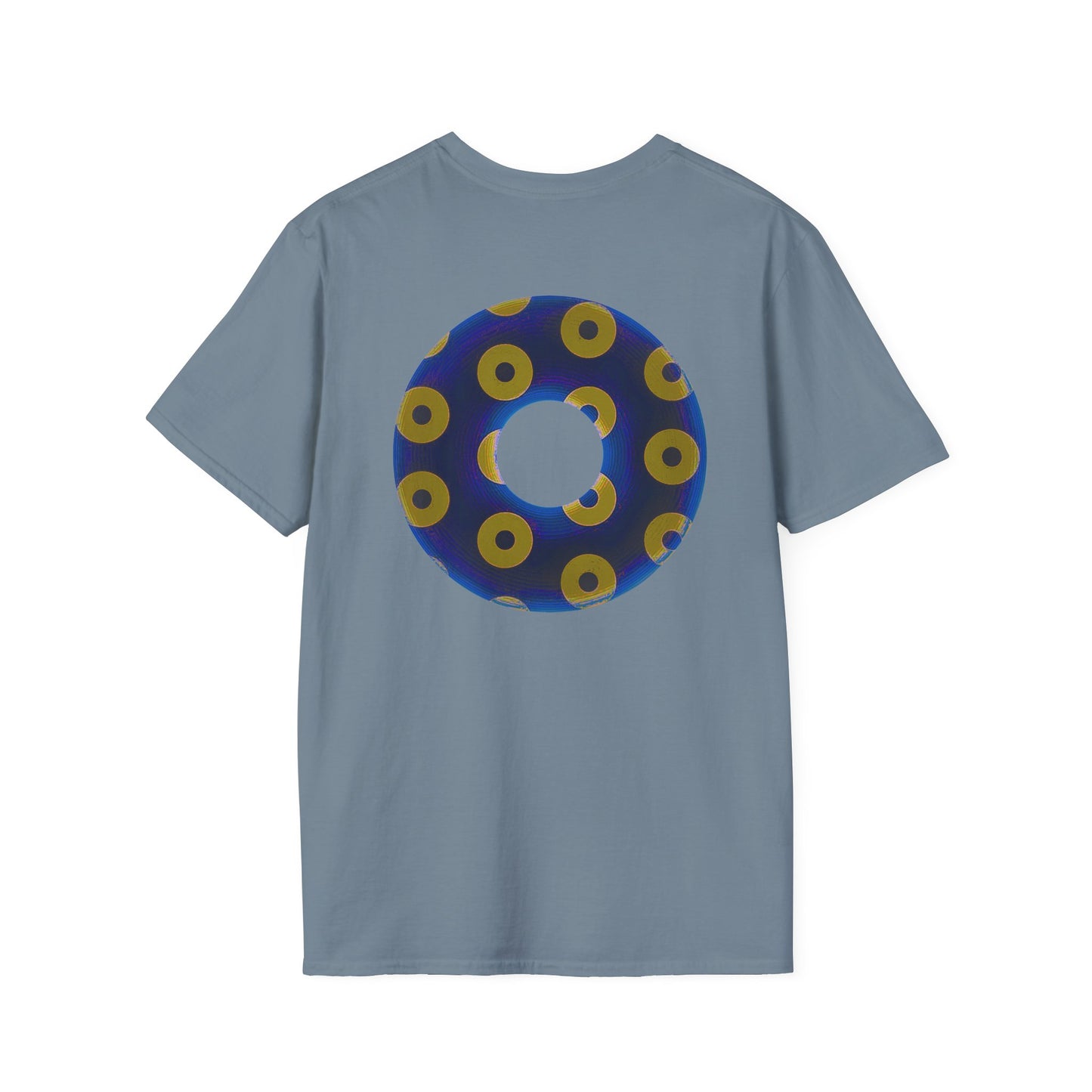 Plain Donuts/Unisex Soft-Style - "Plain Blimpy Paradoxical Donuts" - dark royal blue/yellow donuts