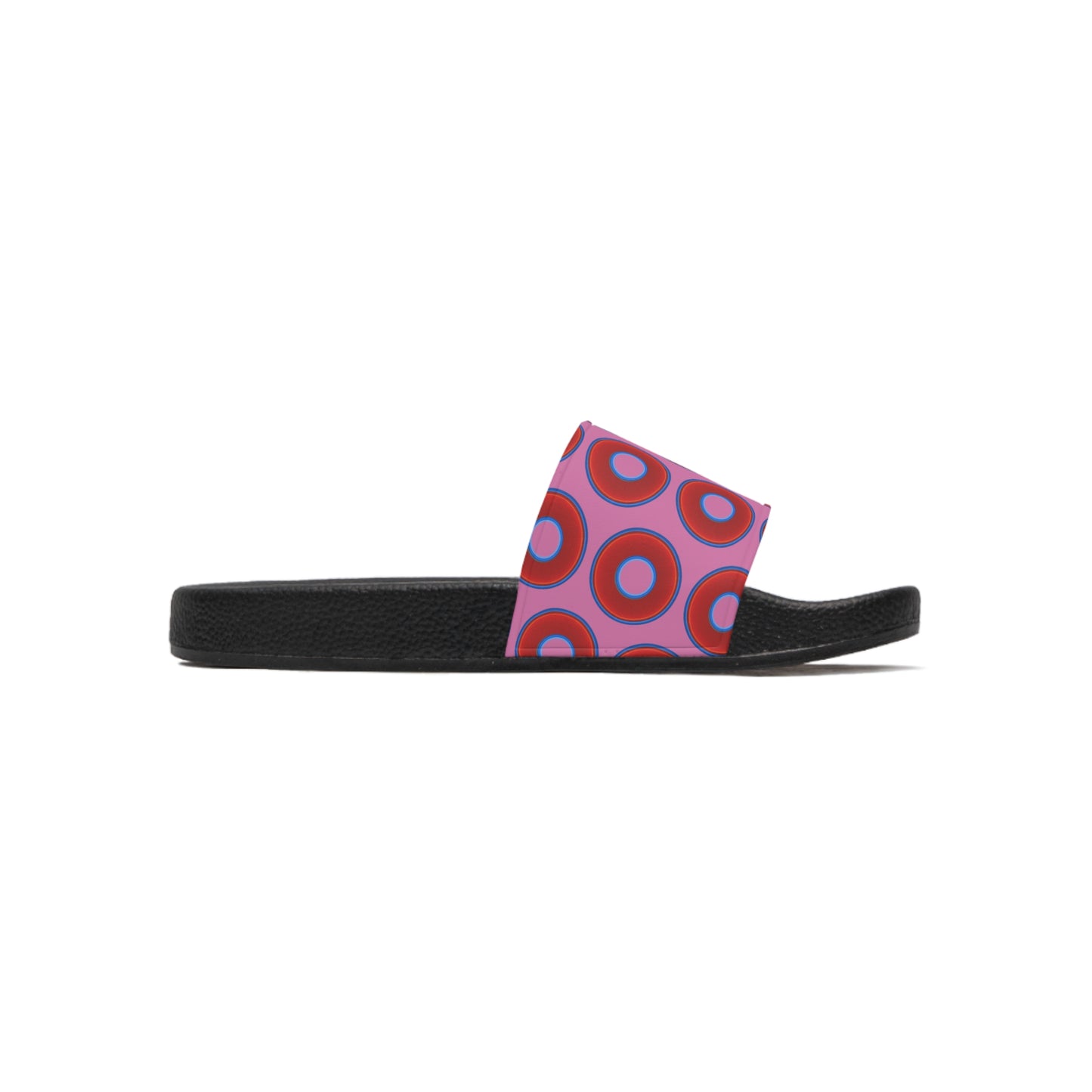 Men's Lumpy Sandals - slip-ons - red vivid donuts w/pink background