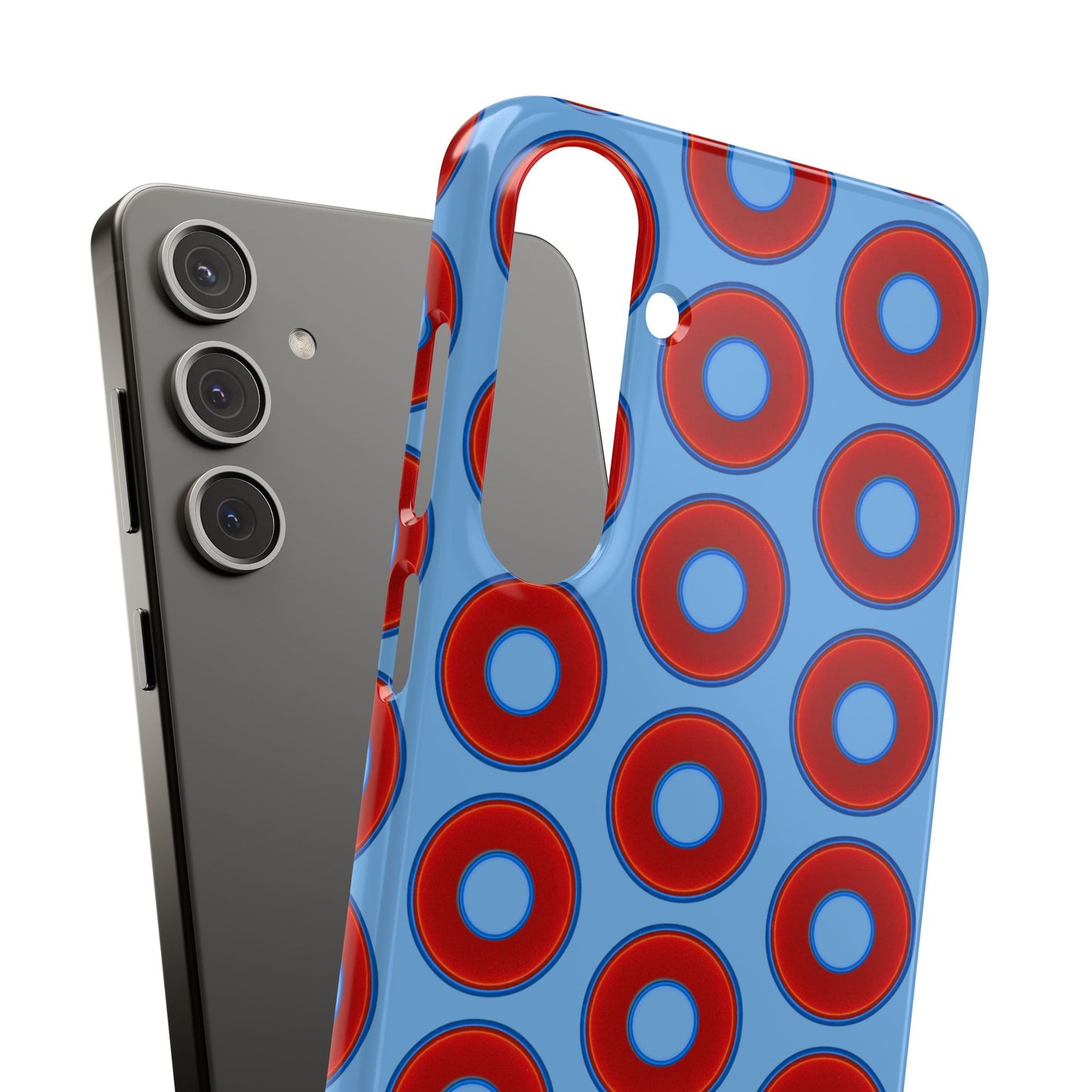 Lumpy Donut Snap Case - red vivid donut print w/light blue background
