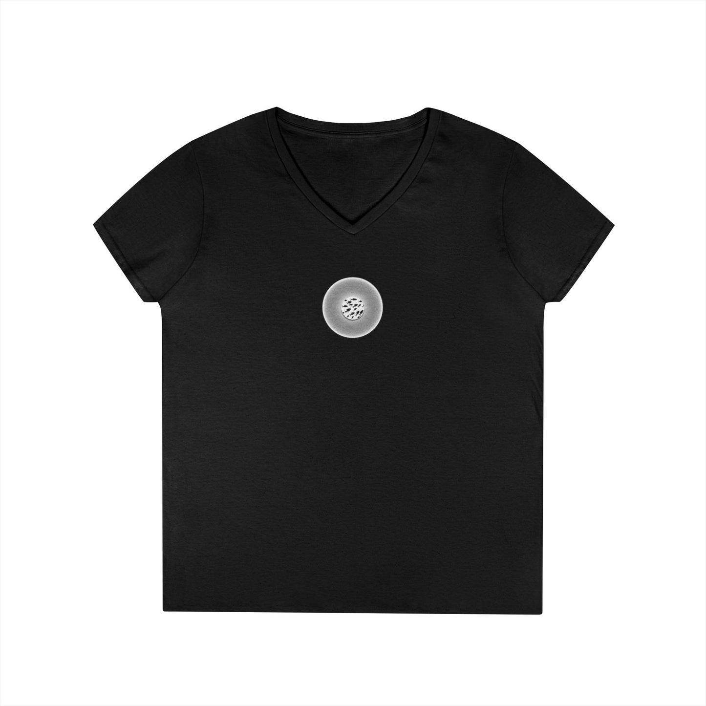 Women's Donut V-Neck Tee - "If I'm Swimming By" - variant 1 - white/black phatty donut w/