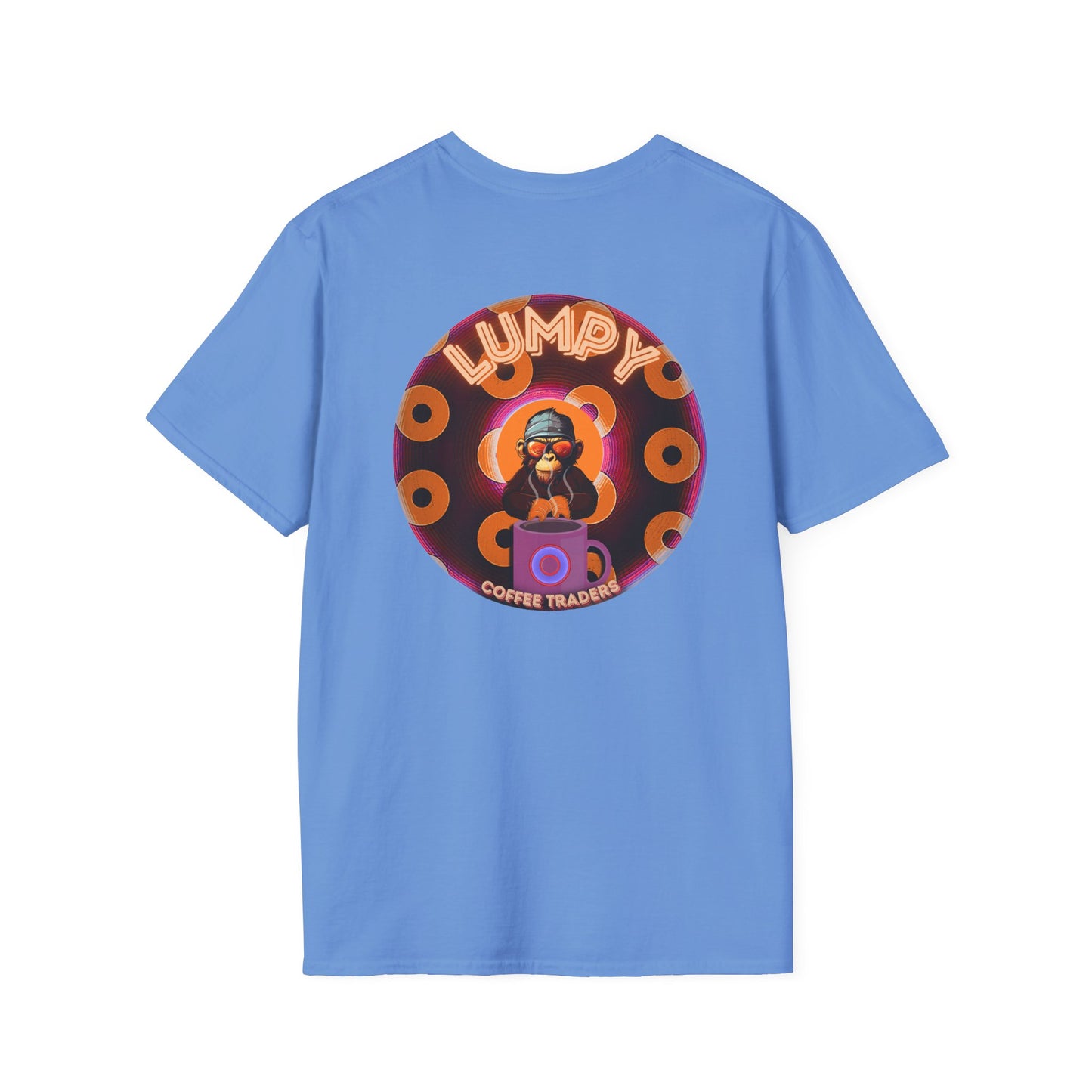 Coffee Traders Tee - Unisex Soft-Style - "Blastoff " - paradoxical donuts - variant 1 - mothership front/logo back