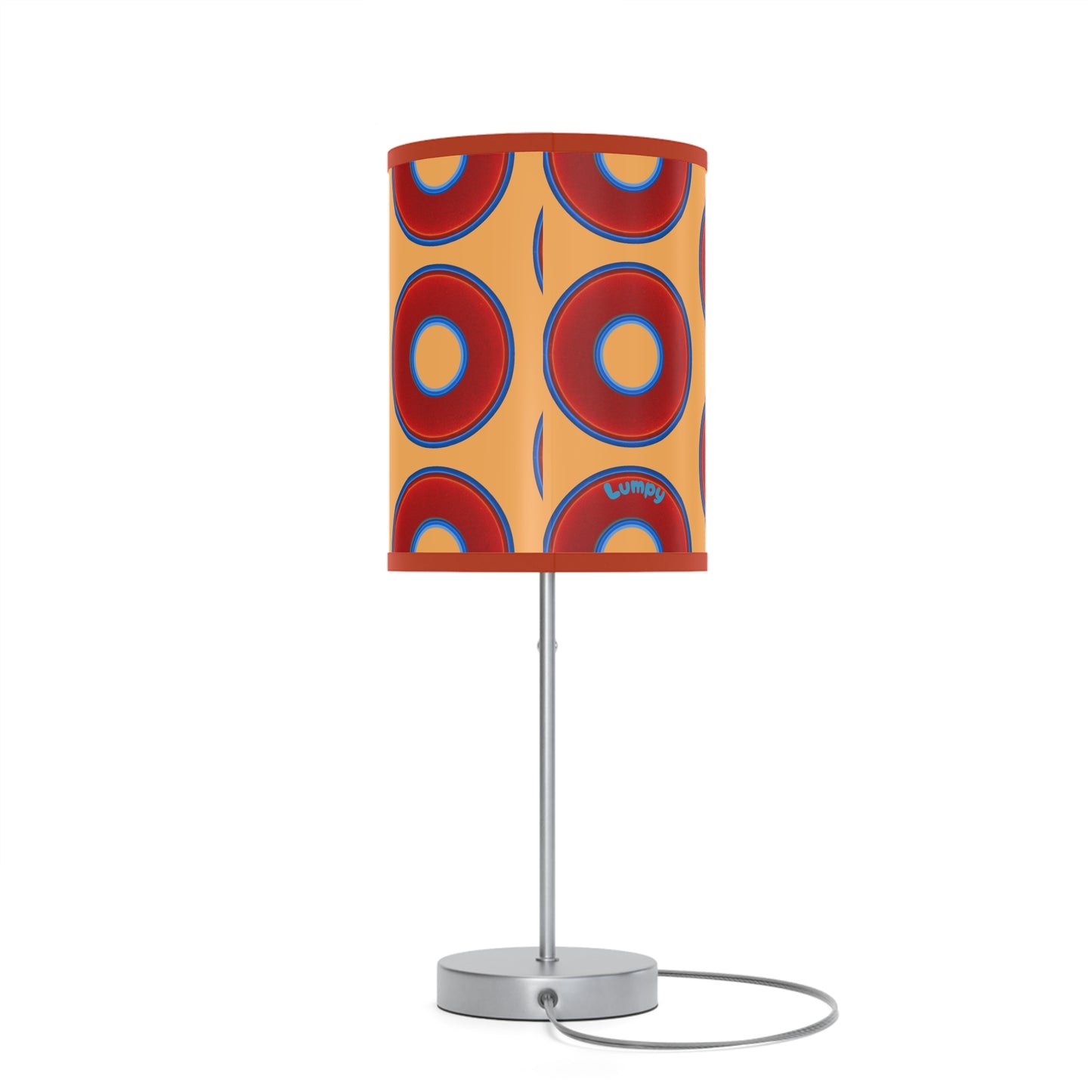 Lumpy Accent Lamps - red vivid donuts w/creamsicle orange background