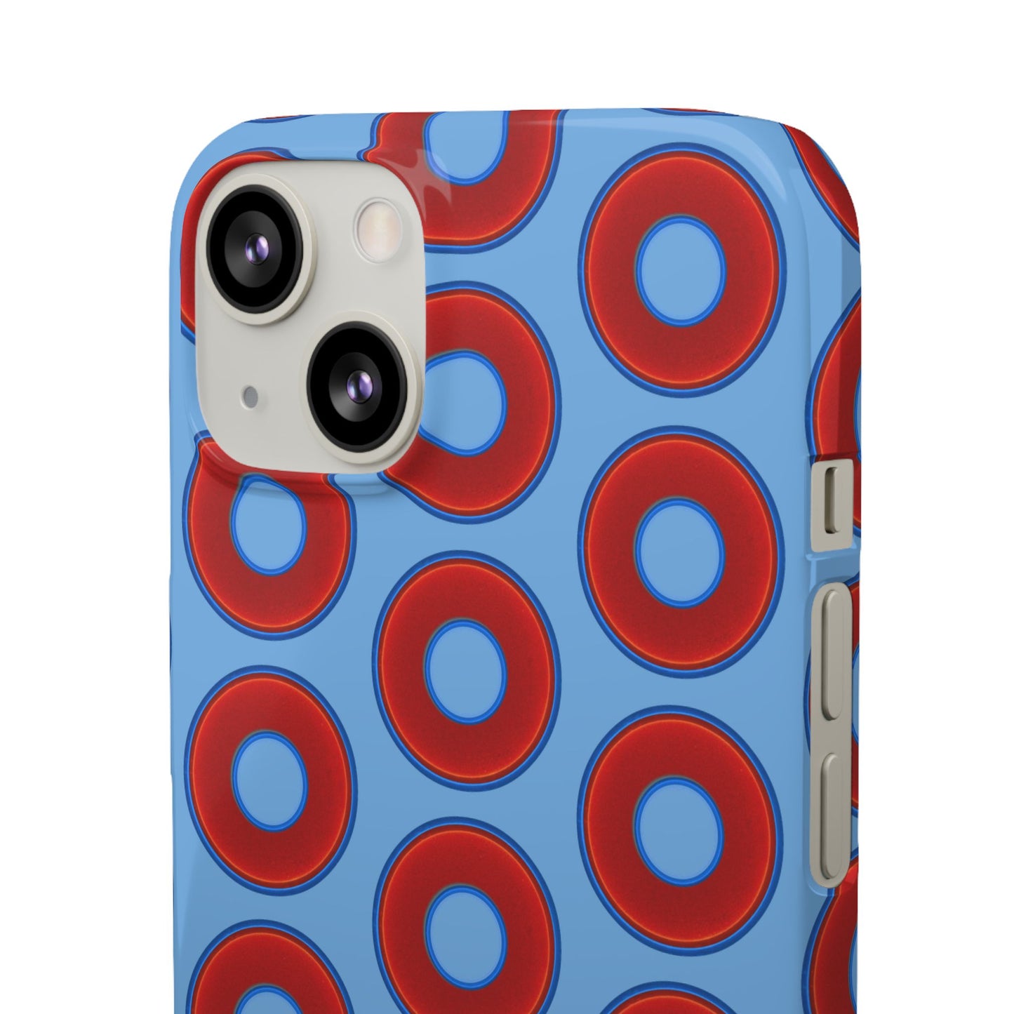 Lumpy Donut Snap Case - red vivid donut print w/light blue background