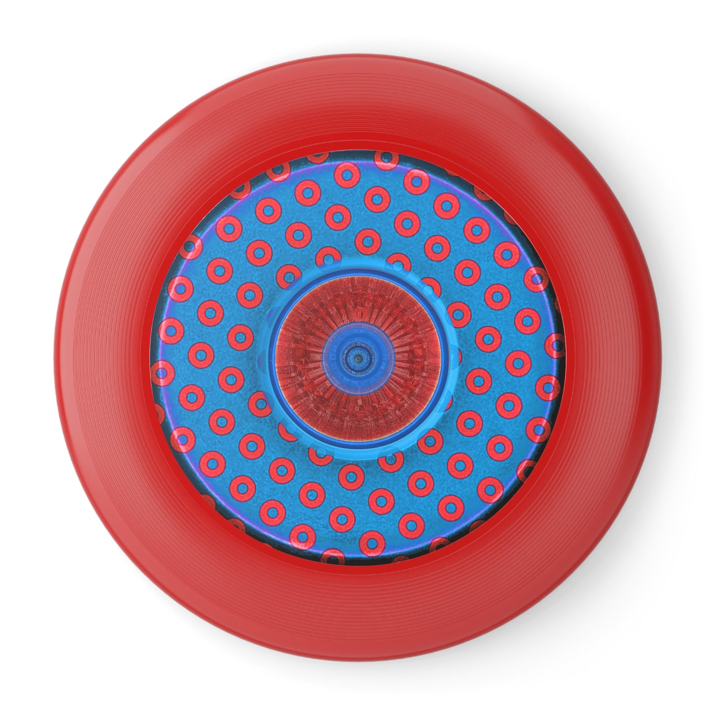 Lumpy Wham-O Donut Frisbee - "Wide Mouthed Paradox Donut w/Tube Donut Center" - red/royal blue