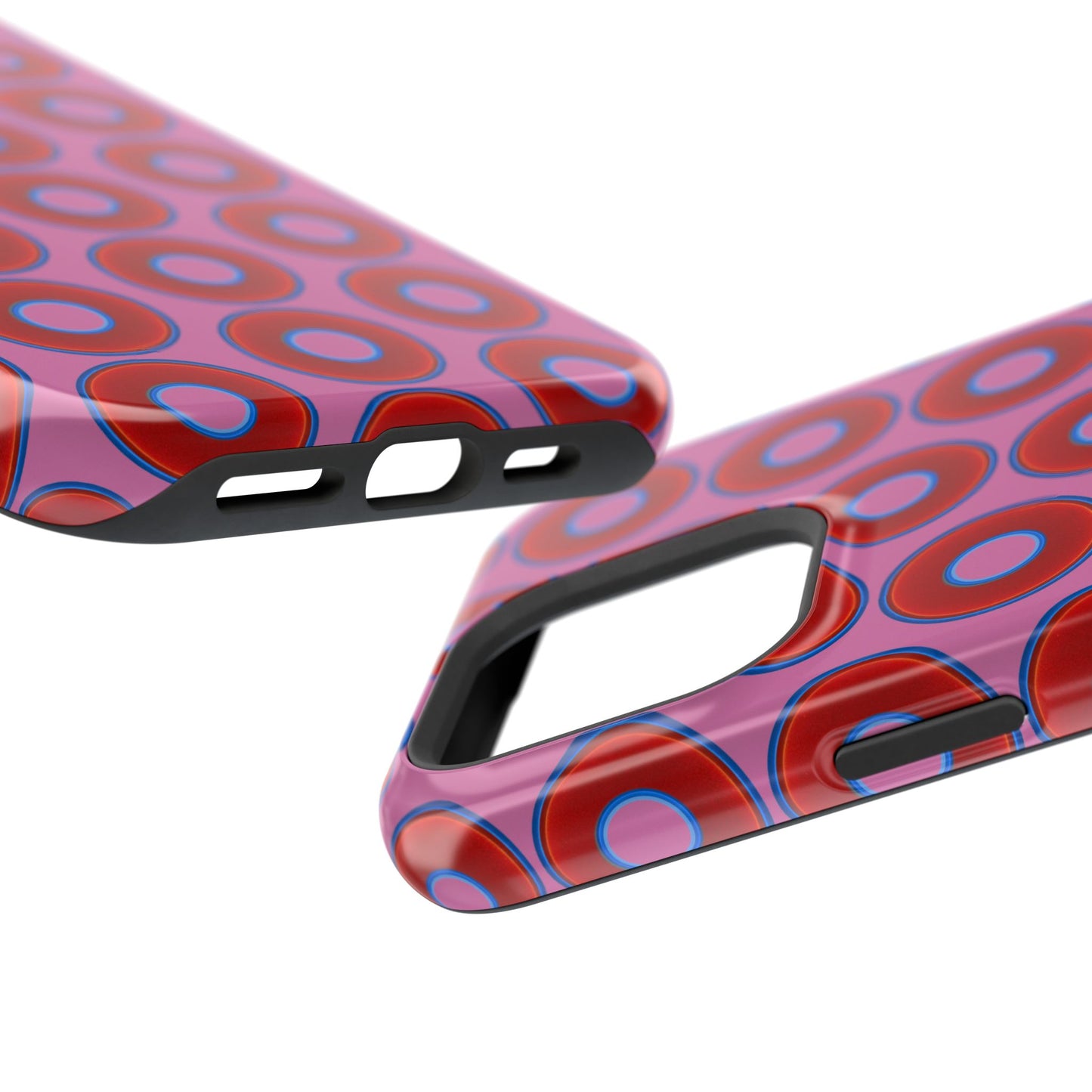 Magnetic Tough Donut Case - red vivid donut print w/pink background
