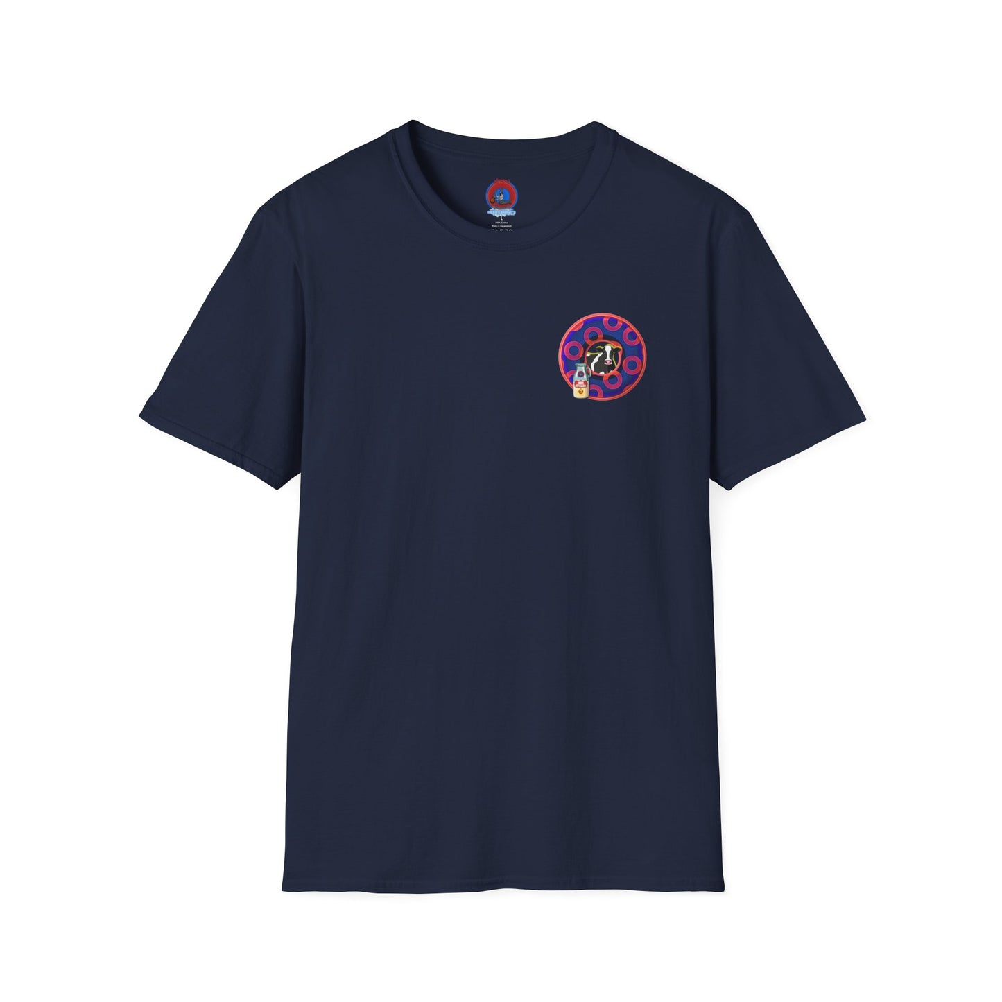 Classic Donut Tee - Unisex Soft-Style - "Beefy Wooked Cream - YEMSG Donut" - electric blue/red rustic paradox donut