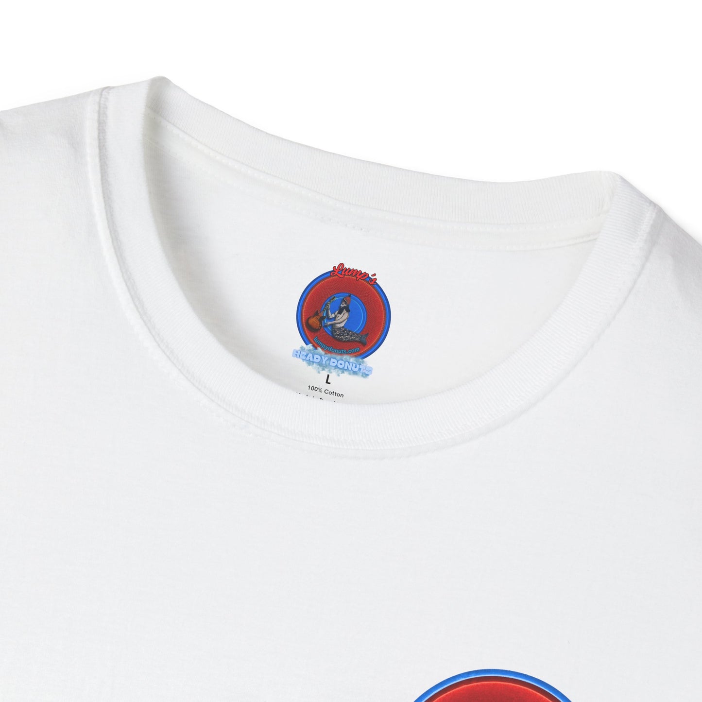 Classic Donut Tee - Unisex Soft-Style - "Rage Side Donut" - vivid red donut - variant 1