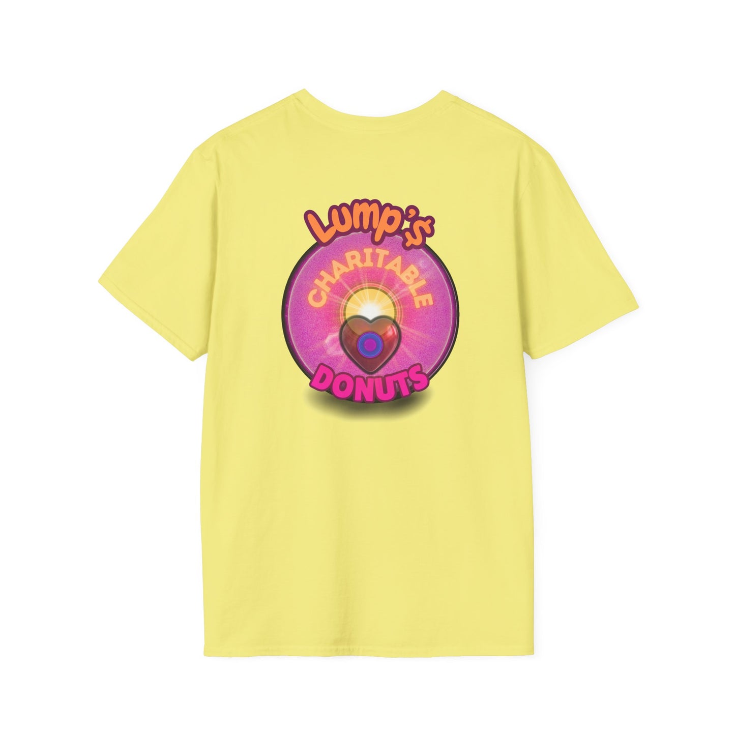 Classic Donut Tee - Unisex Soft-Style - "Lump's Official Charitable Donut" - series 1.0  - magenta donut [*100 to general charity fund]
