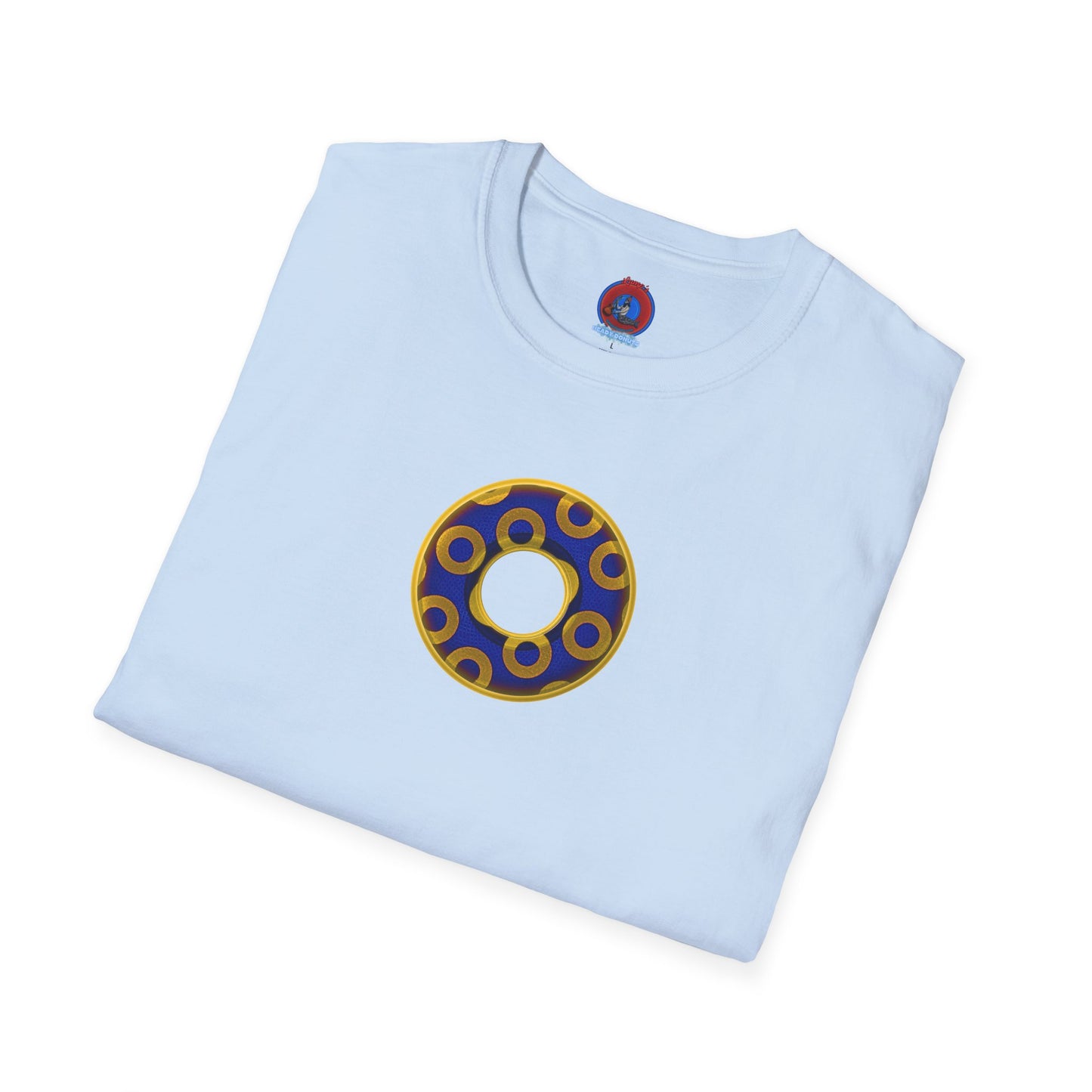 Plain Donuts/Unisex Soft-Style - "Plain Rustic Paradoxical Donuts" - yellow/dark blue donuts