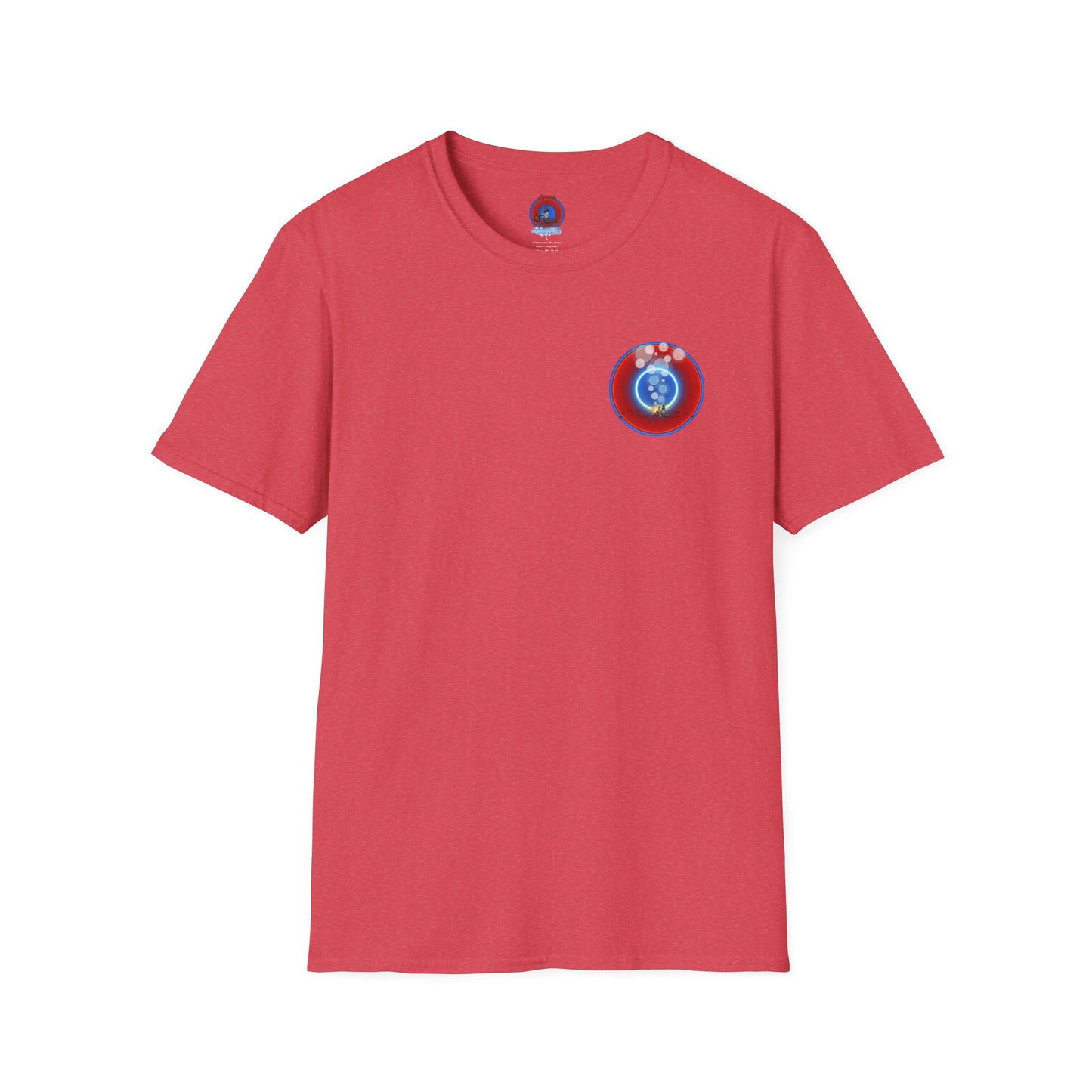 Classic Donut Tee - Unisex Soft-Style - "Bubbler's Donut Tee" - vivid red/blue donut