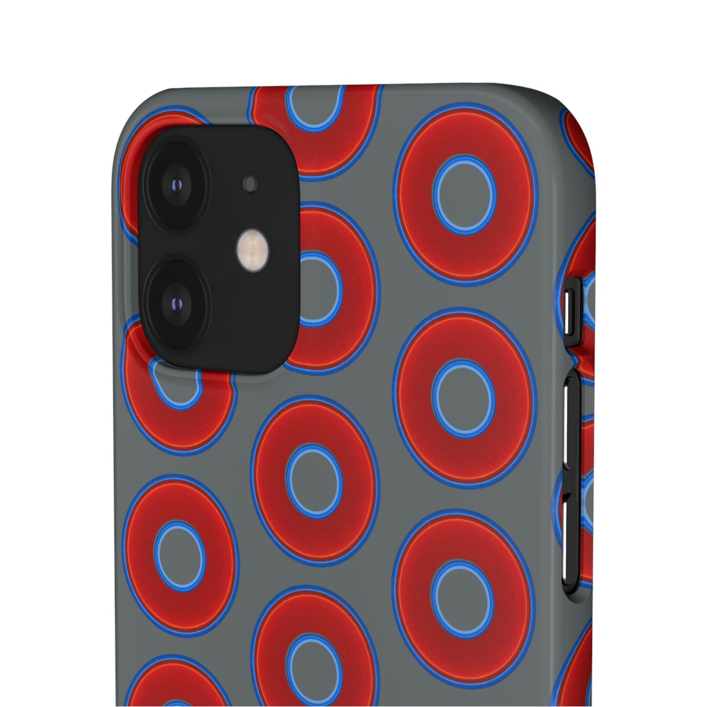 Lumpy Donut Snap Case - red vivid donut print w/dark gray background