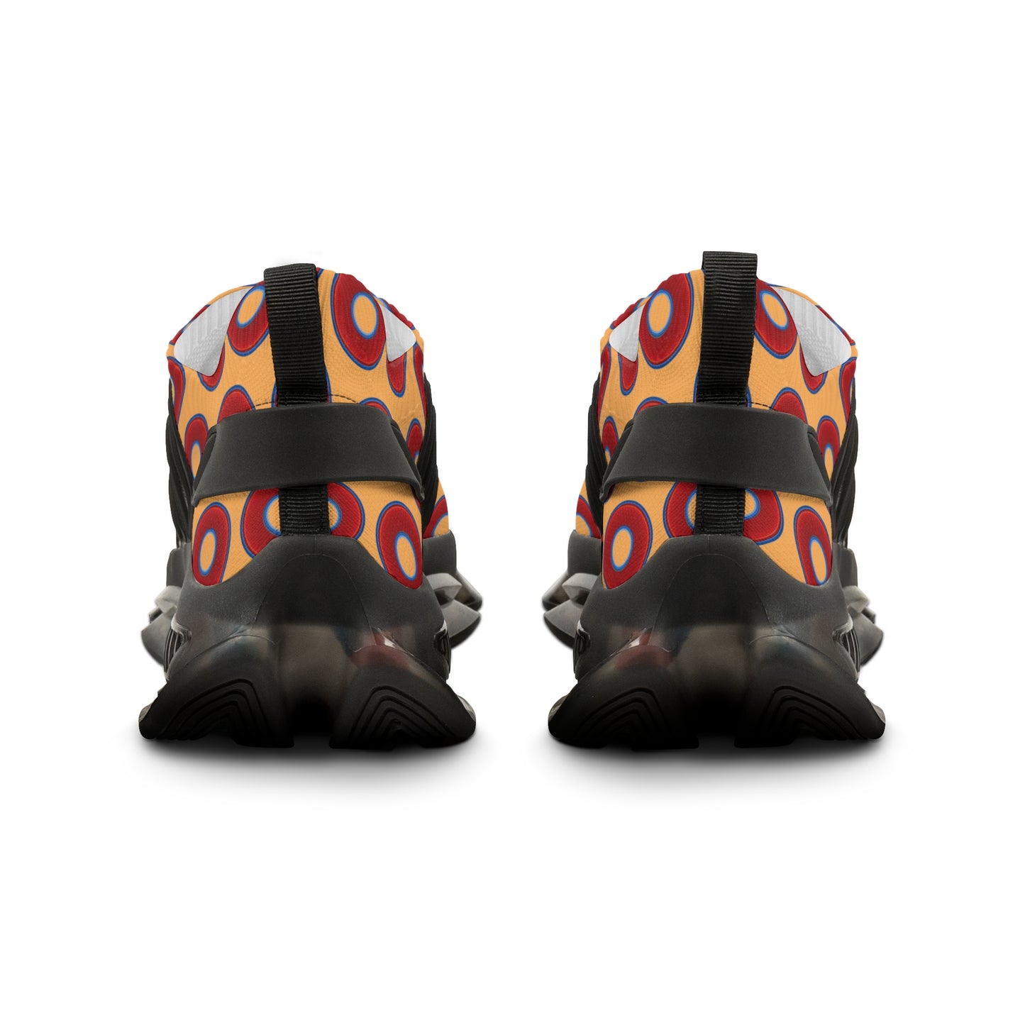 Donut Kicks - red vivid donut print w/creamsicle orange background