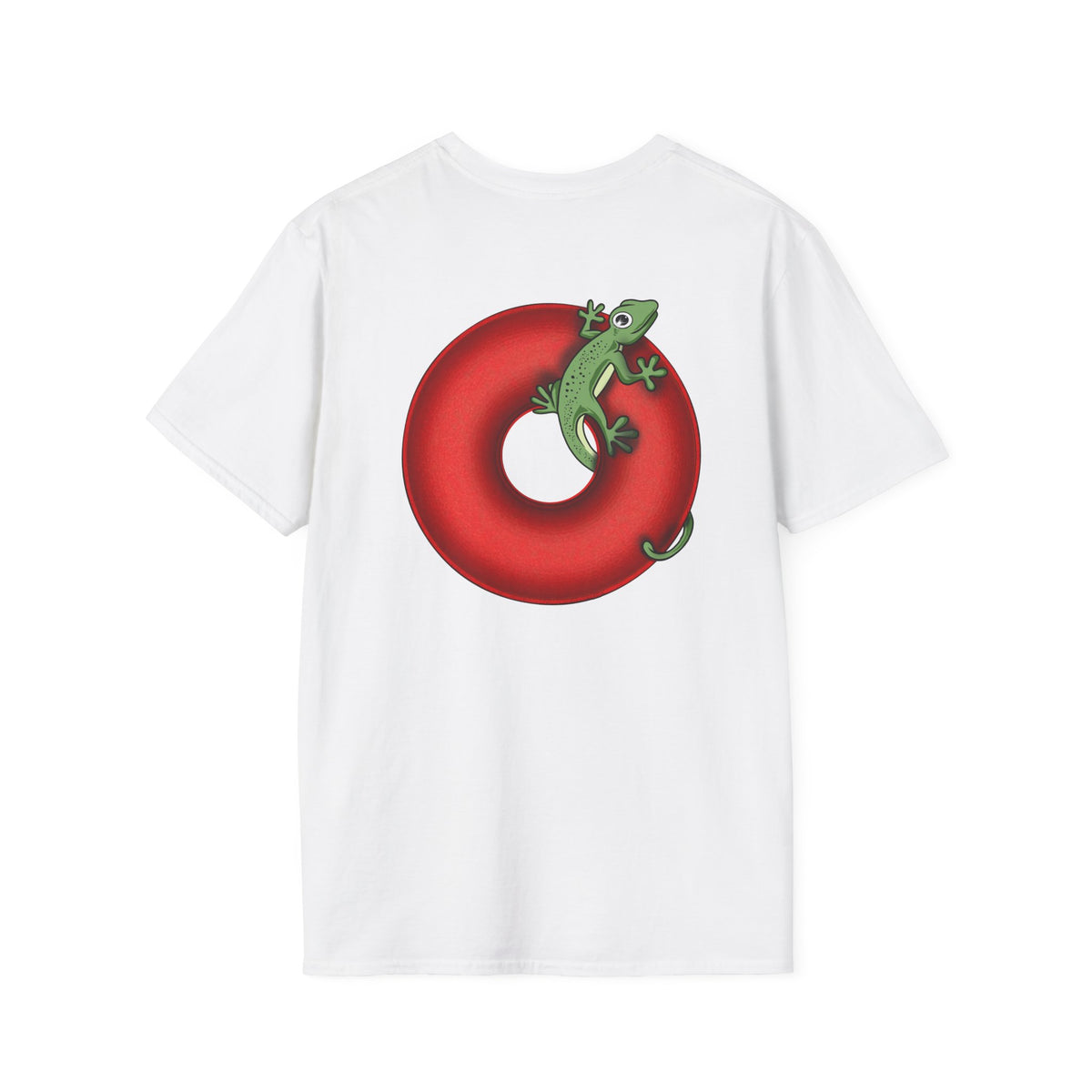 Classic Donut Tee - Unisex Soft-Style - "Practically Extinct Tee Shirt" - plump vivid red donut - variant 1