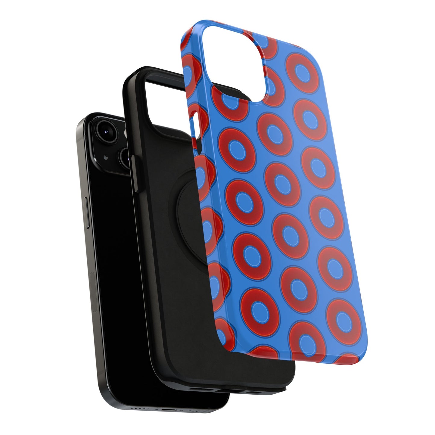 Impact-Resistant Lumpy Donut Case - red vivid donut print w/light royal blue background