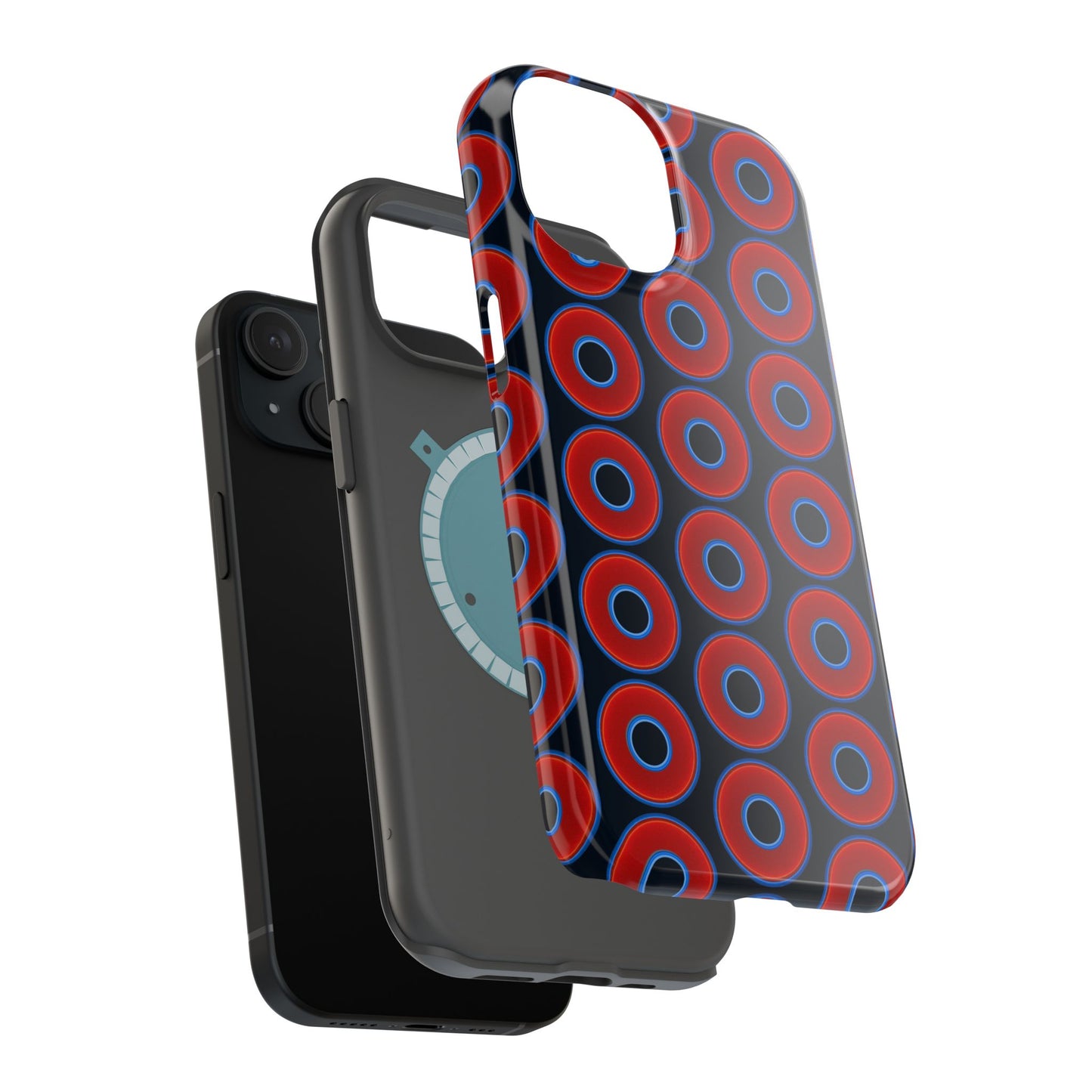 Magnetic Tough Donut Case - red vivid donut print w/blue charcoal background