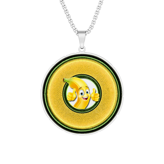 Lump's Heady Donut Necklace - 1" x 1" Stainless Steel Pendant - "Cool Shade Donut" - rustic gold/green donut - variant 2