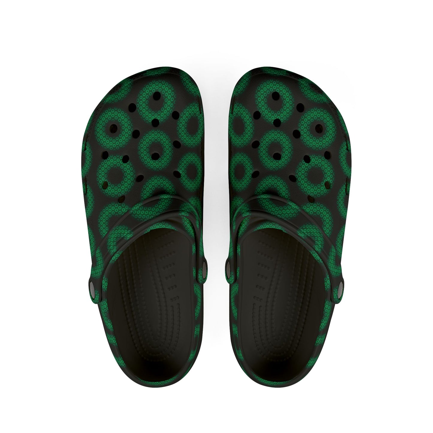 Spatchcocks - donut slip-on shoes - paradoxical kaleidoscope donuts w/dark blue background [unisex]