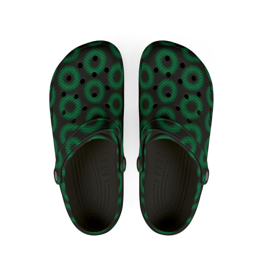 Spatchcocks - donut slip-on shoes - paradoxical kaleidoscope donuts w/dark blue background [unisex]