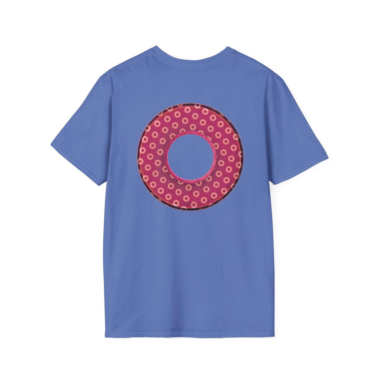 Plain Donuts/Unisex Soft-Style - "Plain Electric Paradoxical Donuts" - dark magenta/coral donuts
