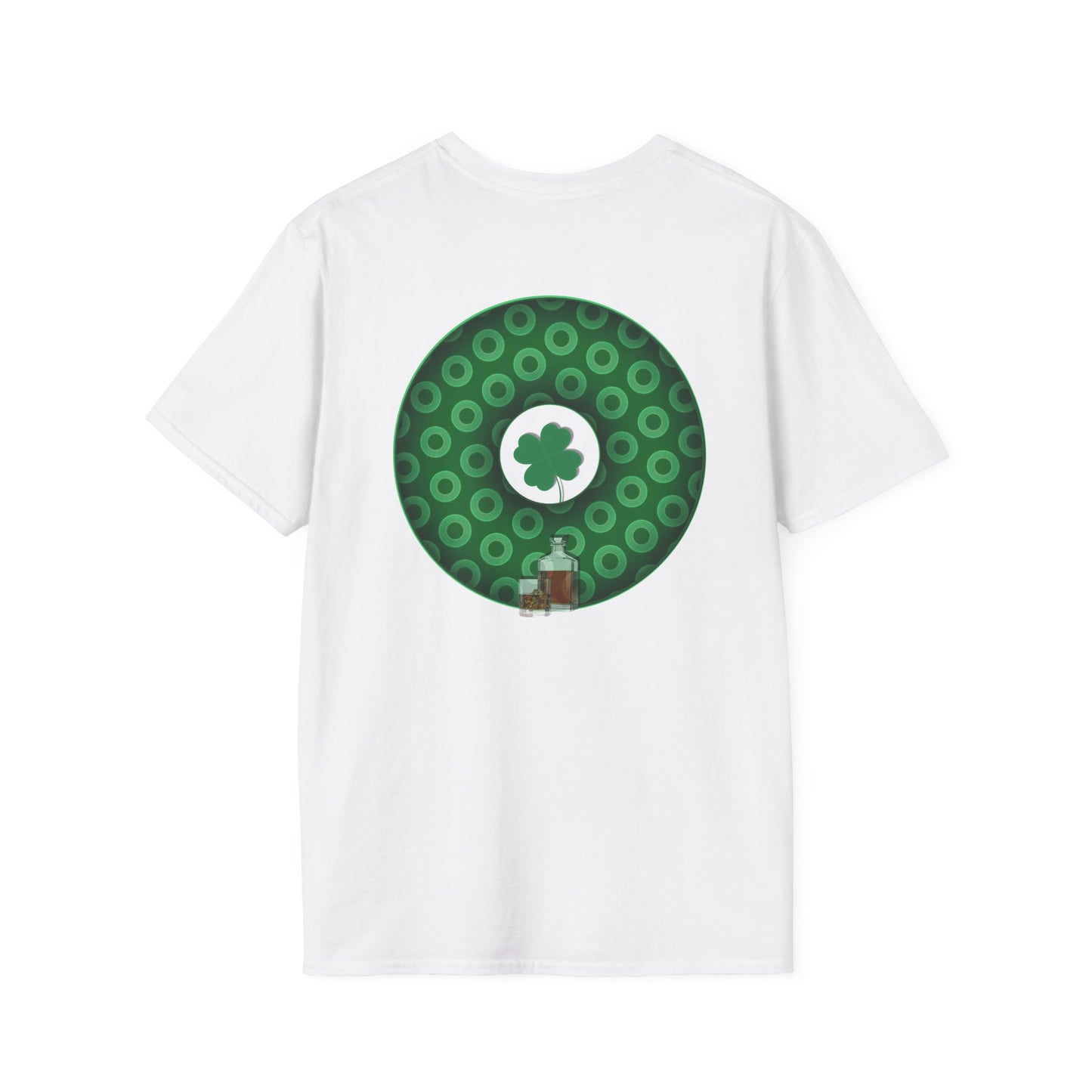 Classic Donut Tee - Unisex Soft-Style - "Patron Saint of Donuts" - St. Patrick's Day Donut - w/whiskey - holiday edition - variant 2