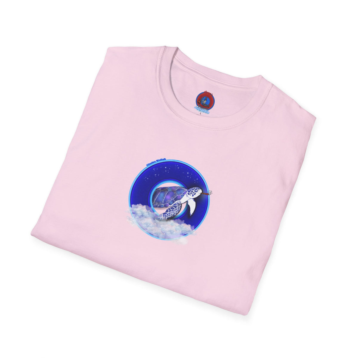 Classic Donut Tee - Unisex Soft-Style - "Clueless Wallob's Donuts" - vivid blue sky donut