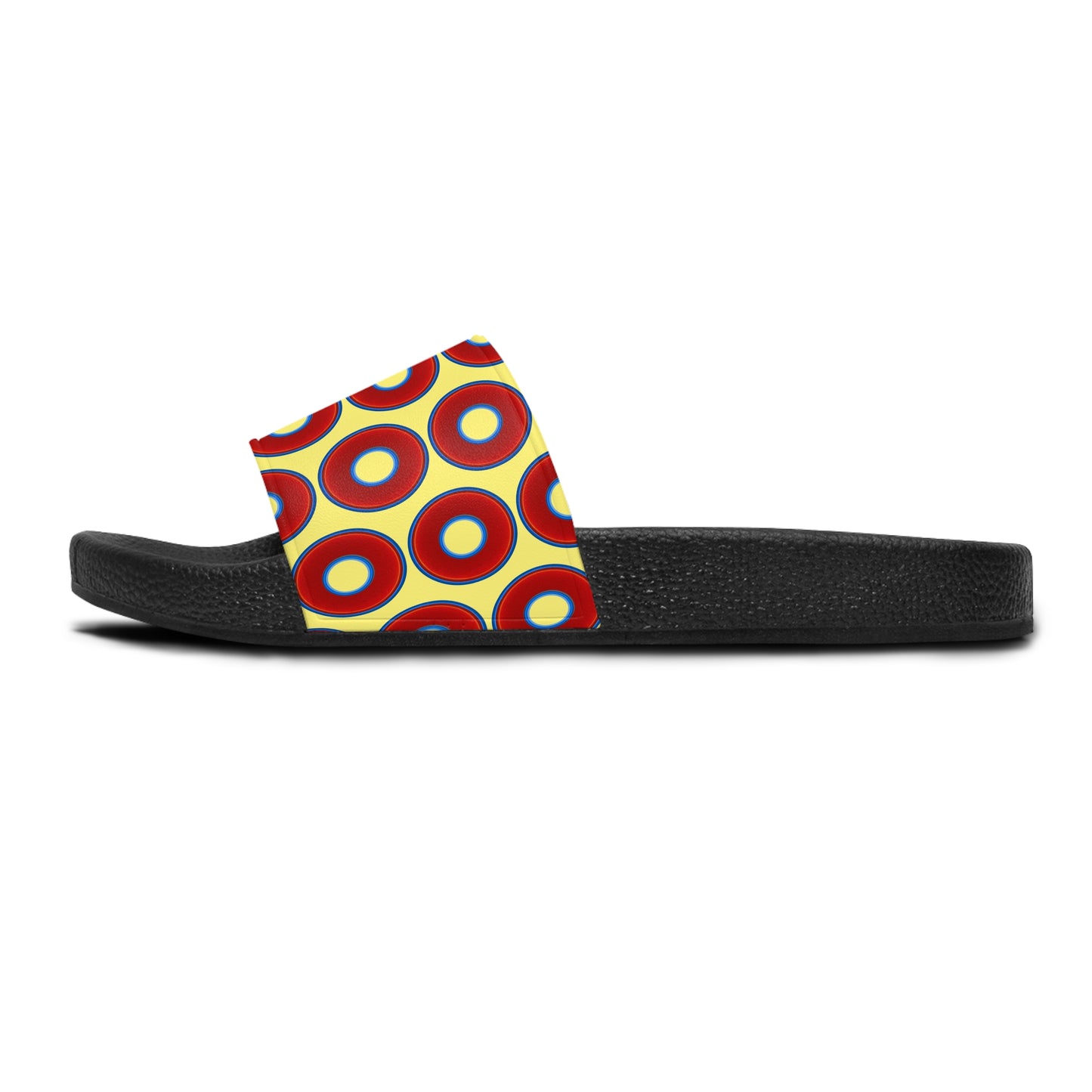 Lumpy Sandals - slip-ons - red vivid donuts w/yellow background